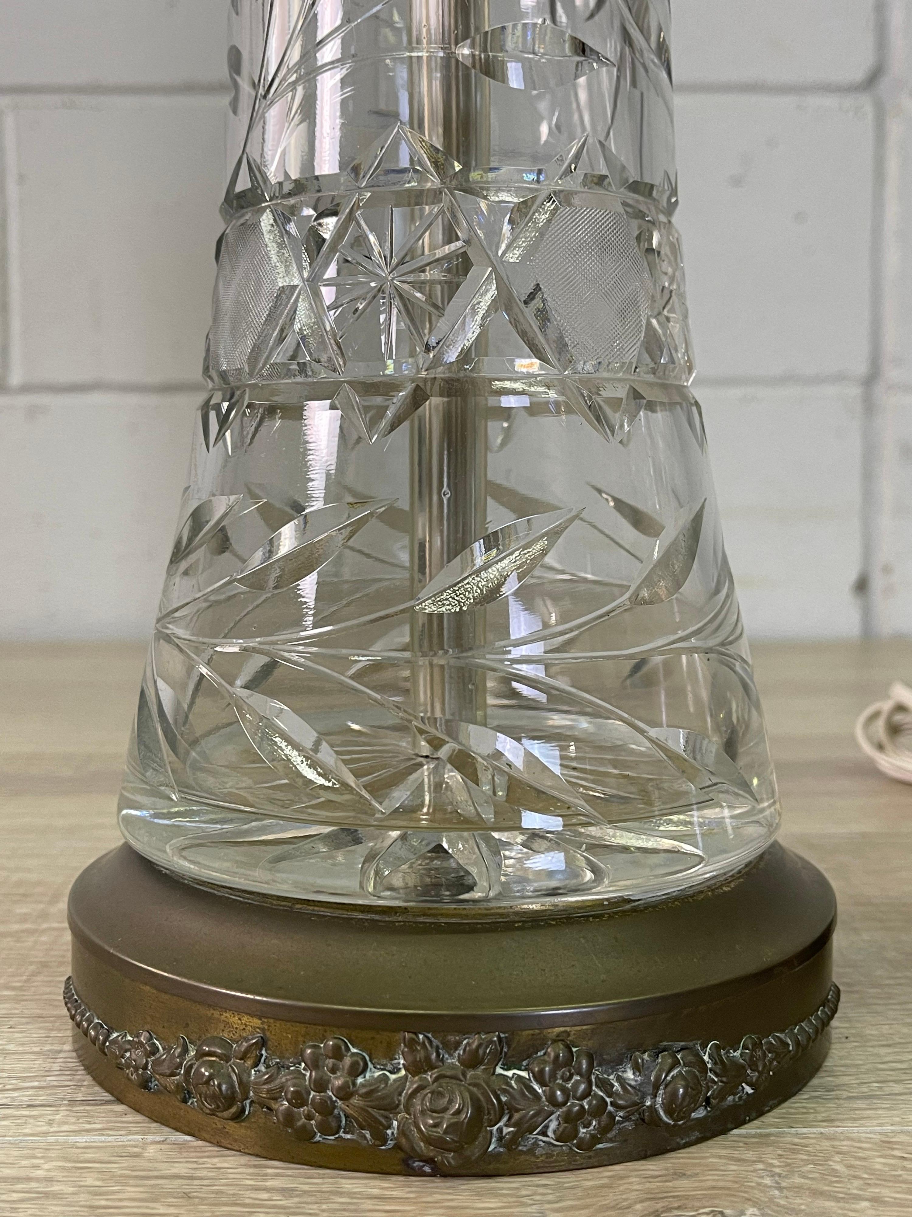 20th Century 1950s Floral Glass Table Lamps, Pair For Sale