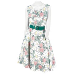 1950s Floral Printed Cotton Day Dress