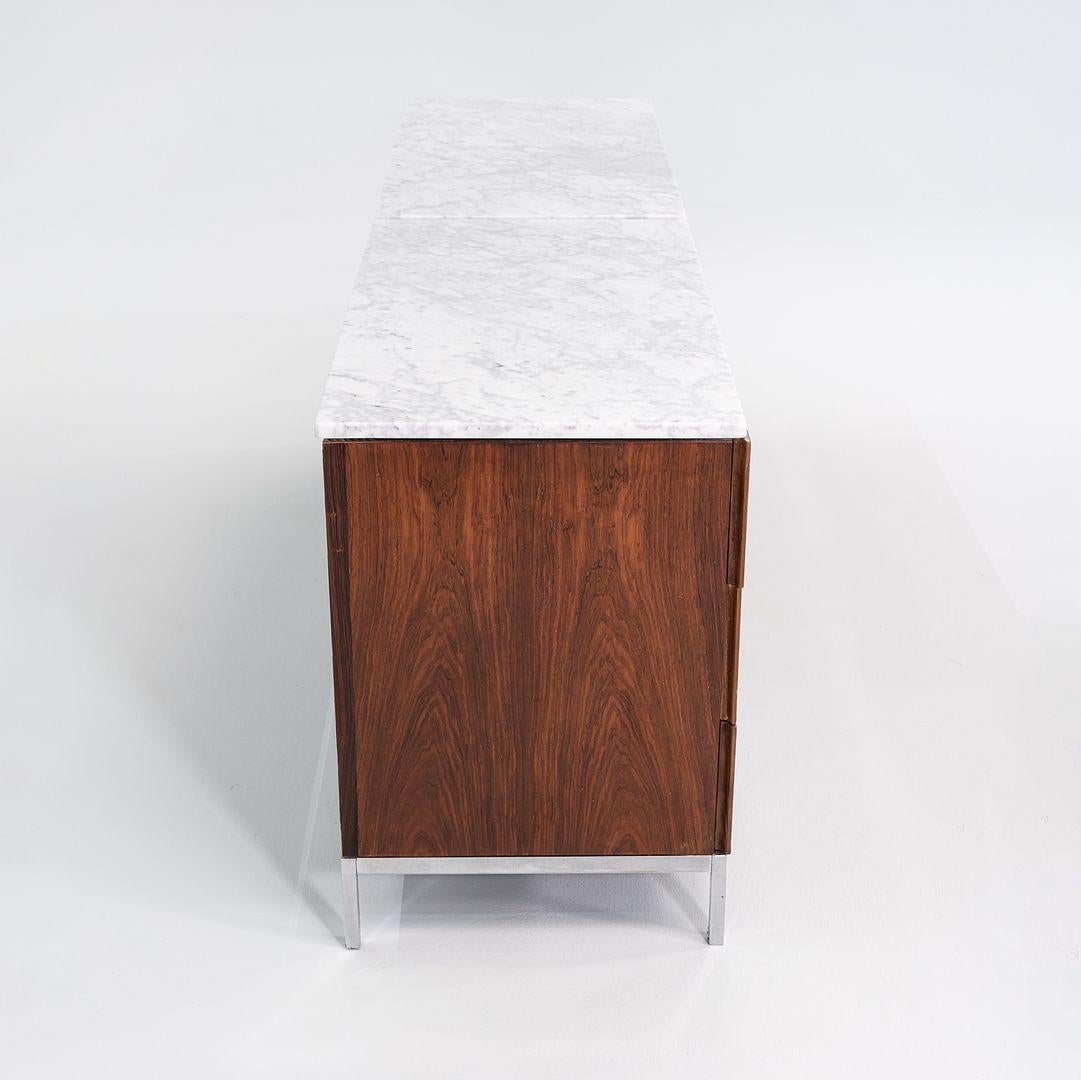 American 1950s Florence Knoll Brazilian Rosewood Double Six Drawer Dresser w/ Marble Top For Sale