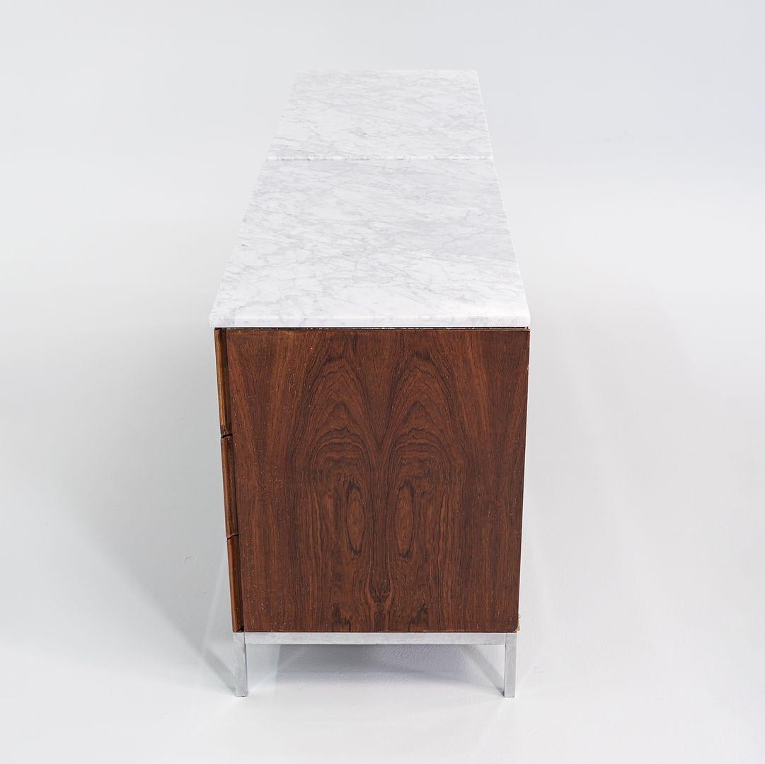 1950s Florence Knoll Brazilian Rosewood Double Six Drawer Dresser w/ Marble Top In Good Condition For Sale In Philadelphia, PA