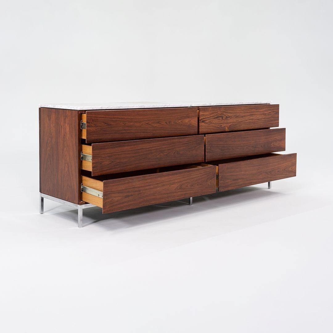 1950s Florence Knoll Brazilian Rosewood Double Six Drawer Dresser w/ Marble Top For Sale 2