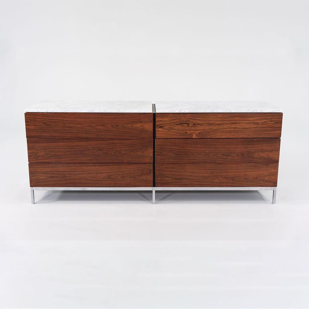 1950s Florence Knoll Brazilian Rosewood Double Six Drawer Dresser w/ Marble Top For Sale 3