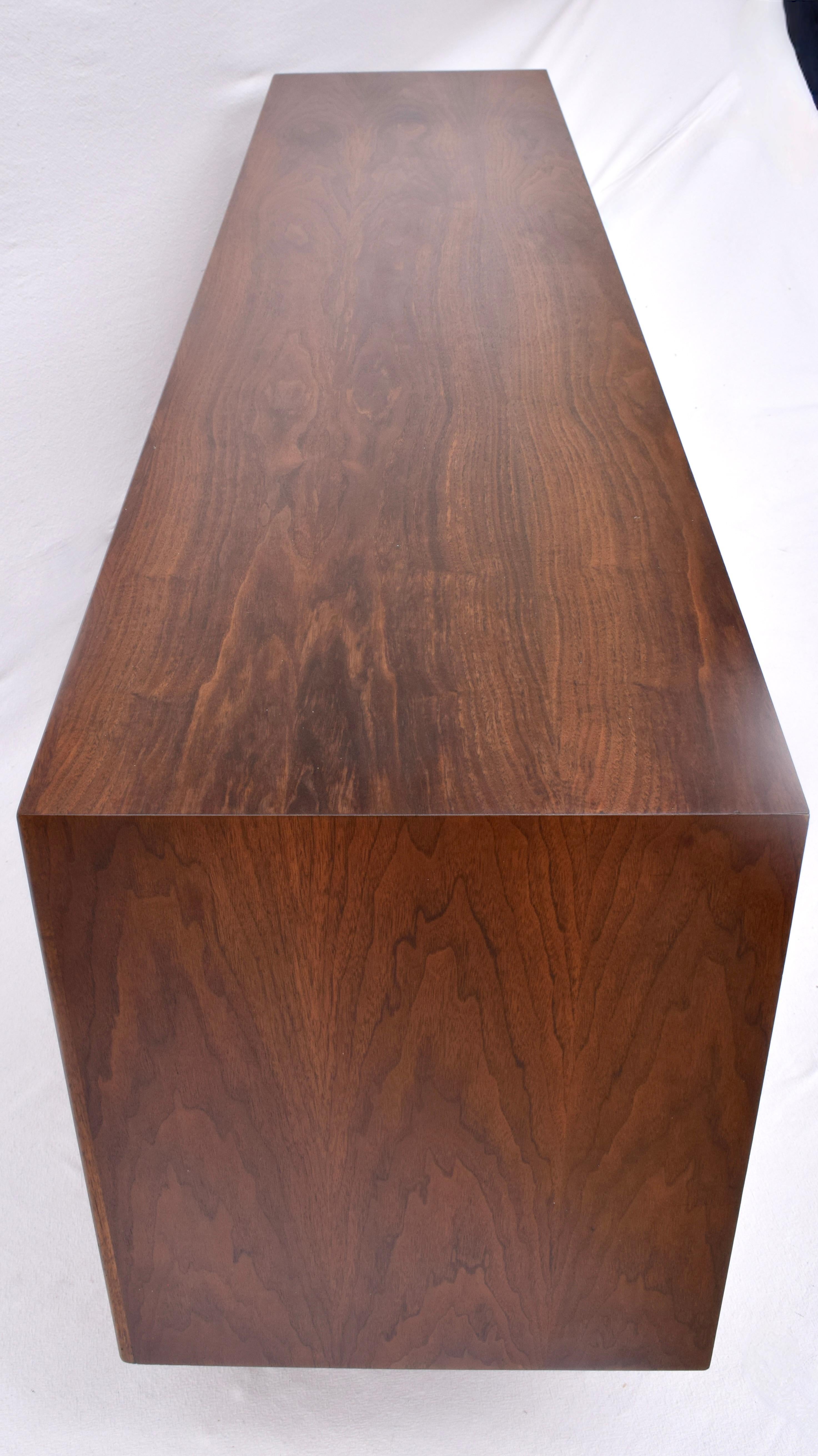 1950's Florence Knoll Caned Walnut Credenza With Leather Pulls 5