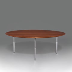 1950s Florence Knoll Coffee Table in Walnut and Chrome Steel