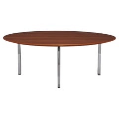 1950s Florence Knoll Coffee Table in Walnut and Chrome Steel