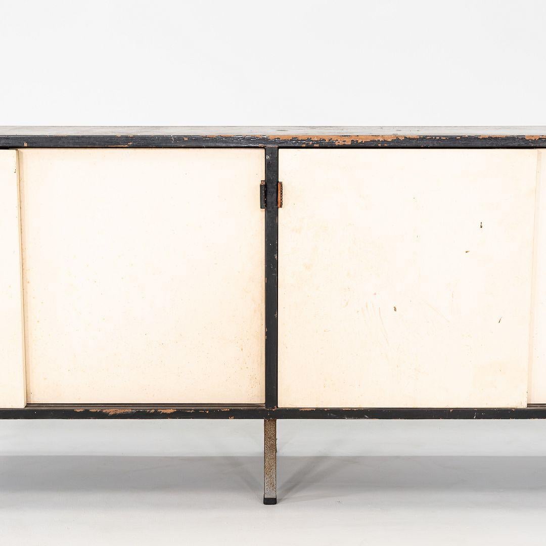 American 1950s Florence Knoll Credenza in Black with Original Leather Pulls Model 541 For Sale