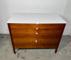 1950s Florence Knoll Four Drawer Walnut Dresser Cabinet with Laminate Top