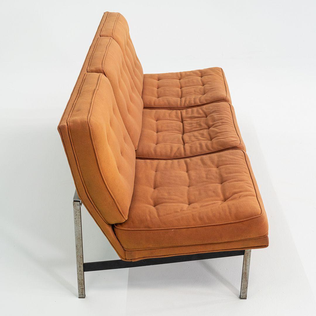 1950s Florence Knoll Parallel Bar System Three Seat Sofa for Reupholstery For Sale 3