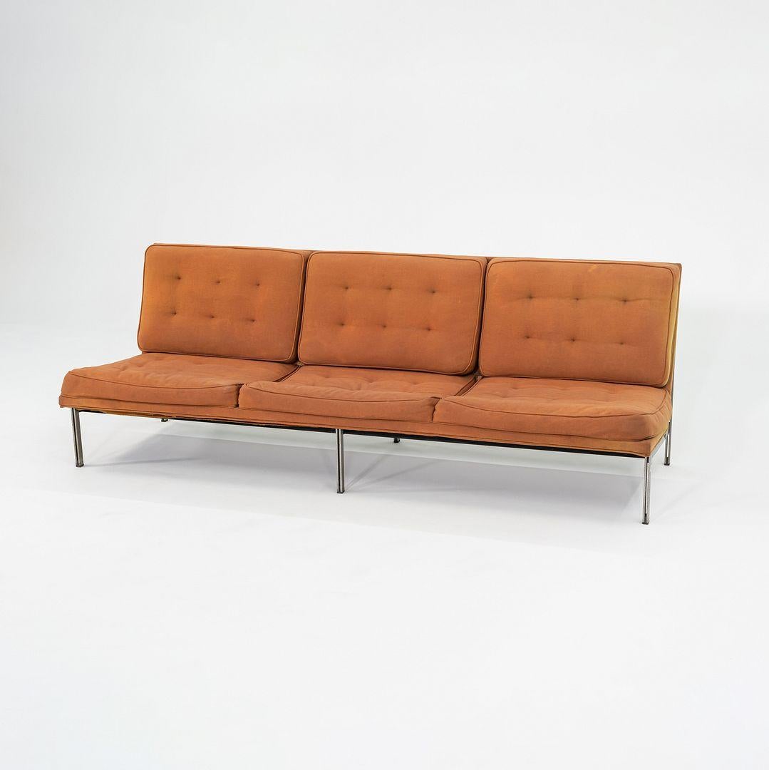 Modern 1950s Florence Knoll Parallel Bar System Three Seat Sofa for Reupholstery For Sale