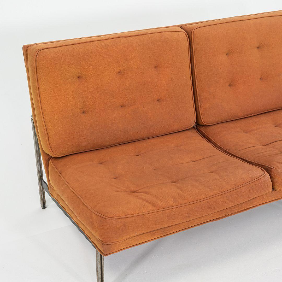 American 1950s Florence Knoll Parallel Bar System Three Seat Sofa for Reupholstery For Sale