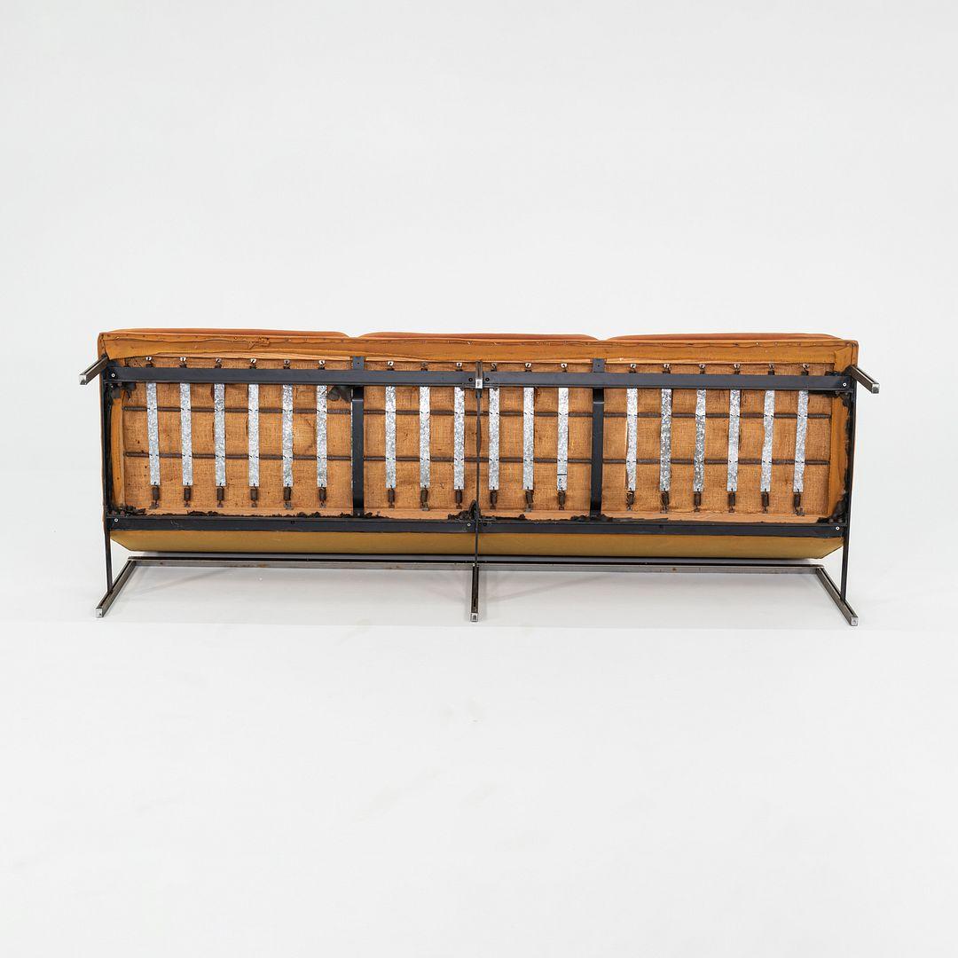 Steel 1950s Florence Knoll Parallel Bar System Three Seat Sofa for Reupholstery For Sale