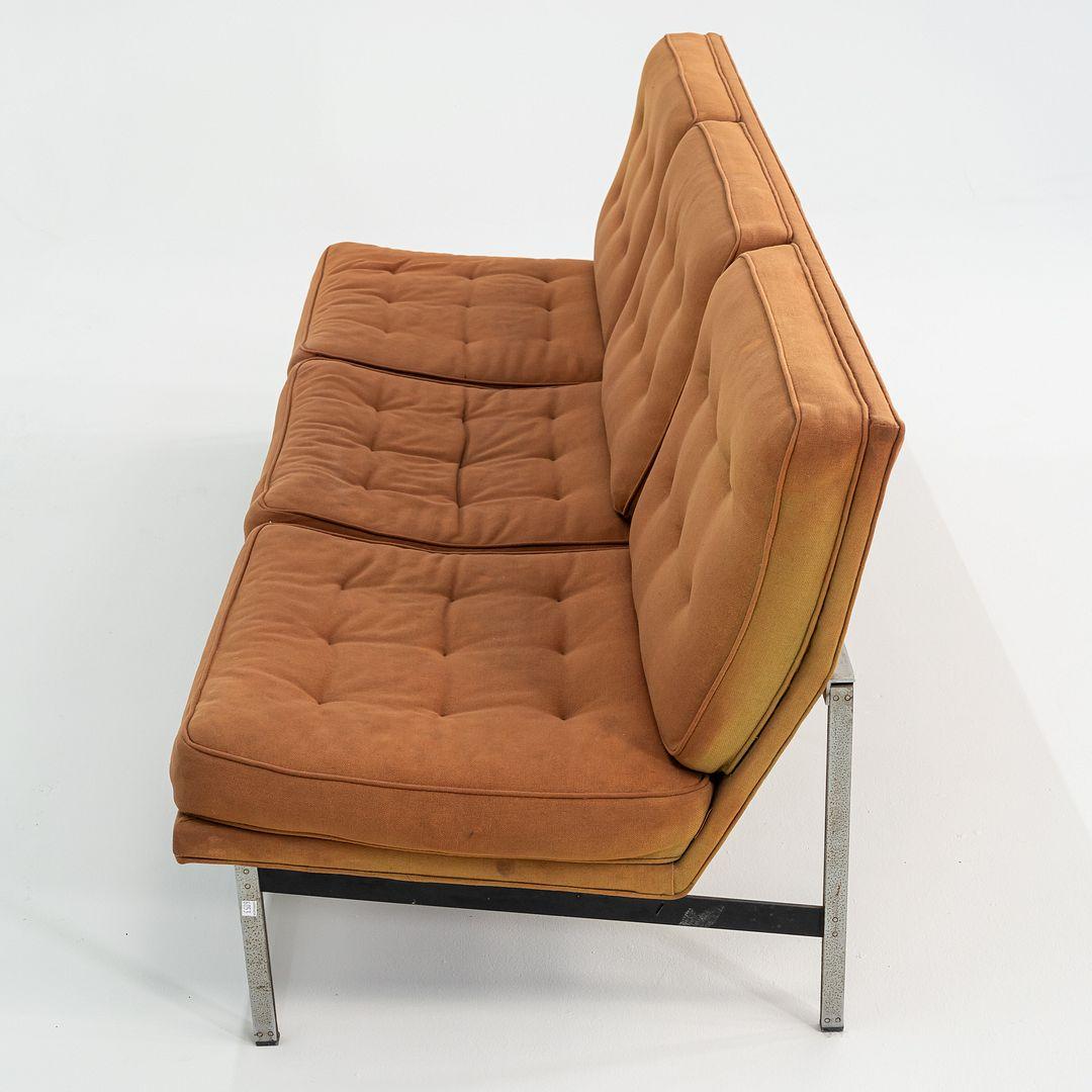 1950s Florence Knoll Parallel Bar System Three Seat Sofa for Reupholstery For Sale 2