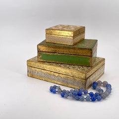 1950s Florentine Italian Jewelry Boxes Wood Sculpted Gilt Painted Lord&Taylor, 3