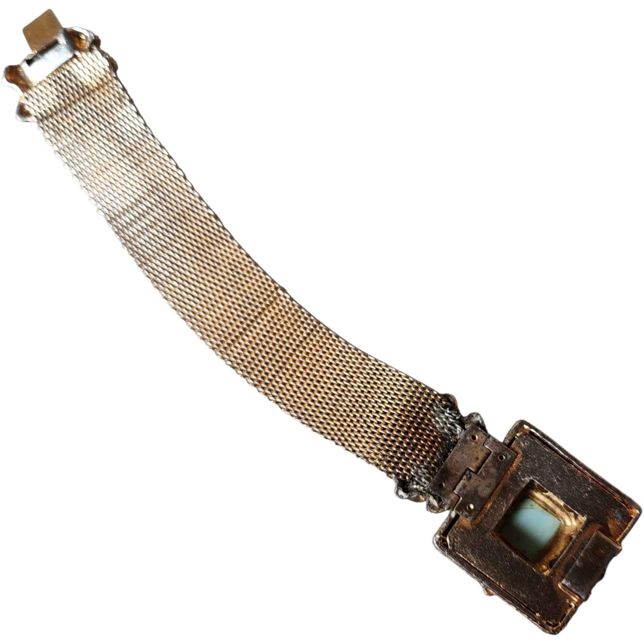 Bracciale a maglia Florenza Victorian Revival del 1950 con finto turchese In condizioni discrete in vendita a Milford, DE