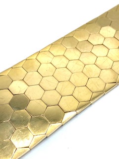 1950's FOB MOB DEP Yellow Gold Honey Comb Bracelet