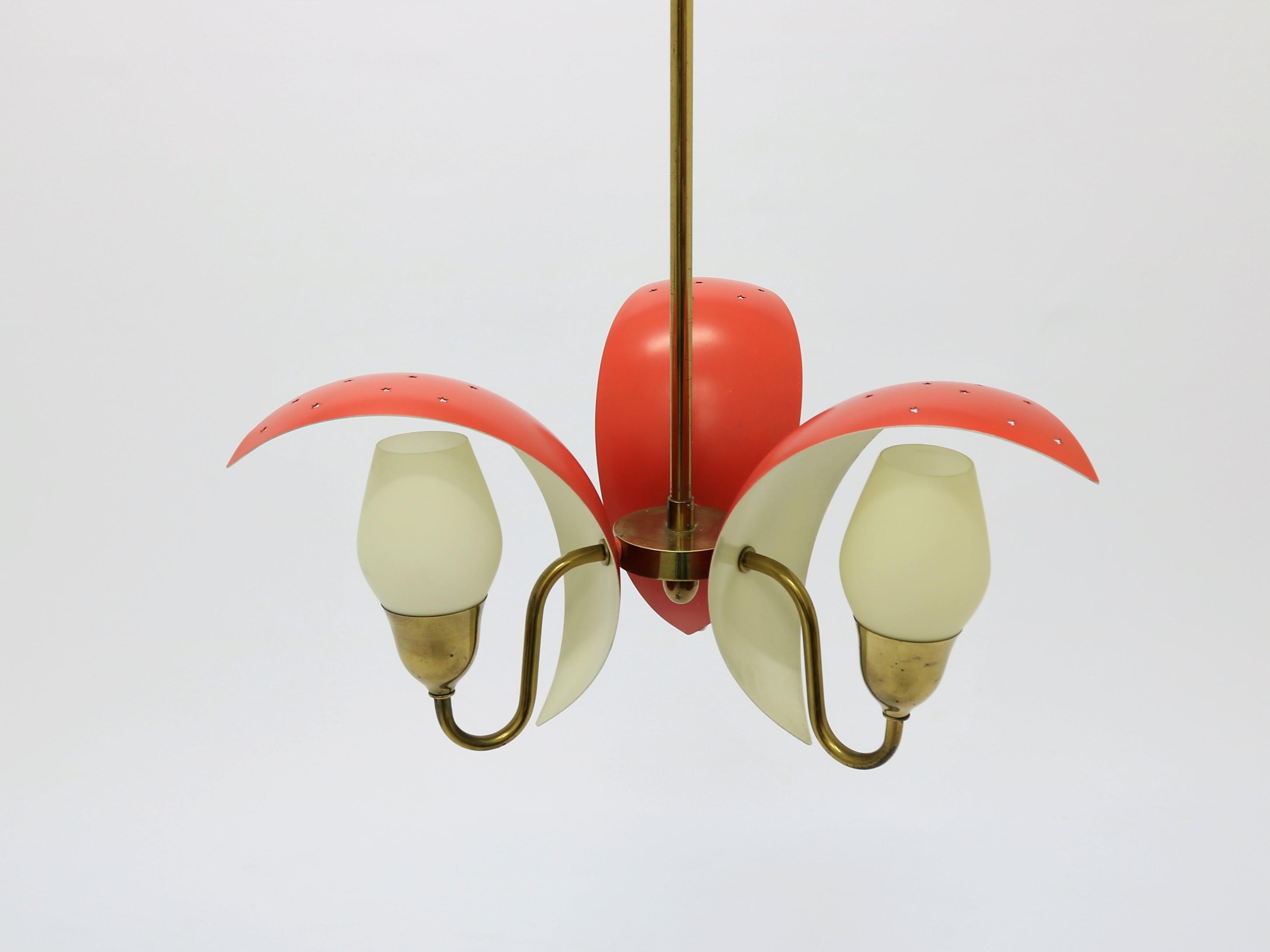 1950s Fog & Mørup Chandelier with Crescent Shaped Shades / Bent Karlby In Good Condition In Odense, DK