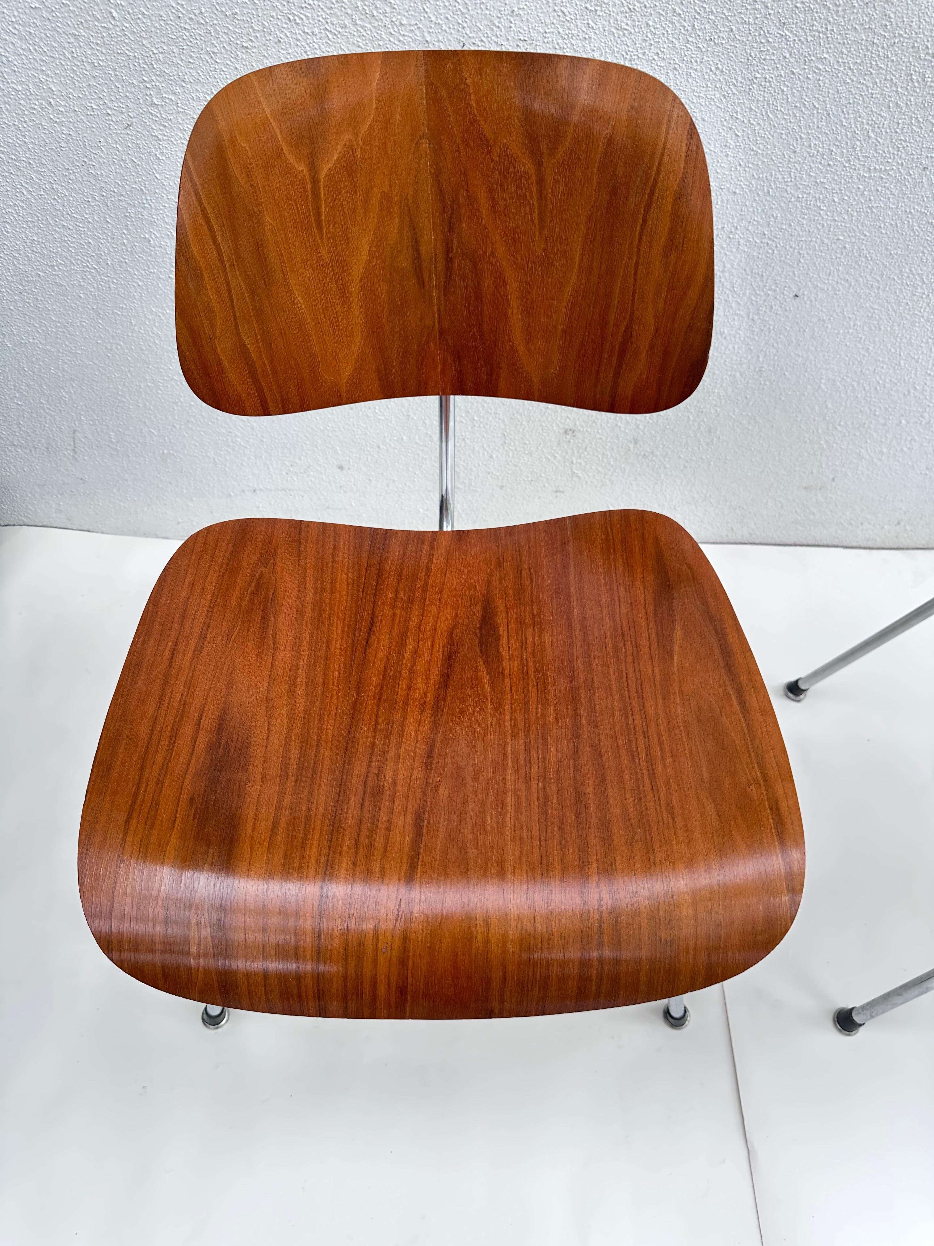 Chrome 1950s Foil Label Charles Eames for Herman Miller DCM Chairs set of 4 For Sale
