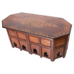Mesa de centro concertina octogonal plegable de los años 50 Palisandro