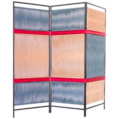 1950s Folding Screen in Iron and Cotton Cords by Joaquim Tenreiro, Brazil Modern
