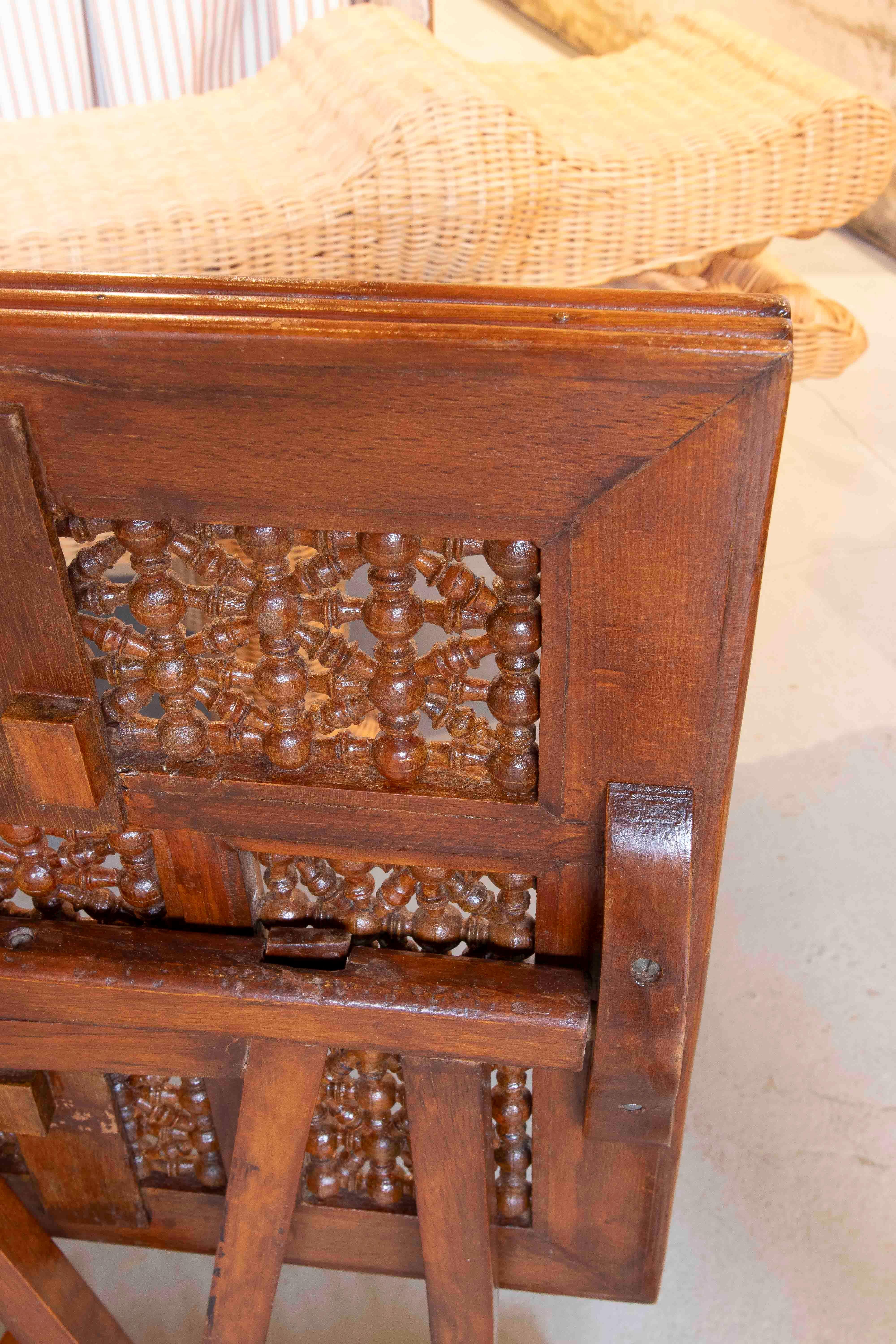 1950s Folding Wooden Side Table with Elaborate Ornamental Carving For Sale 9