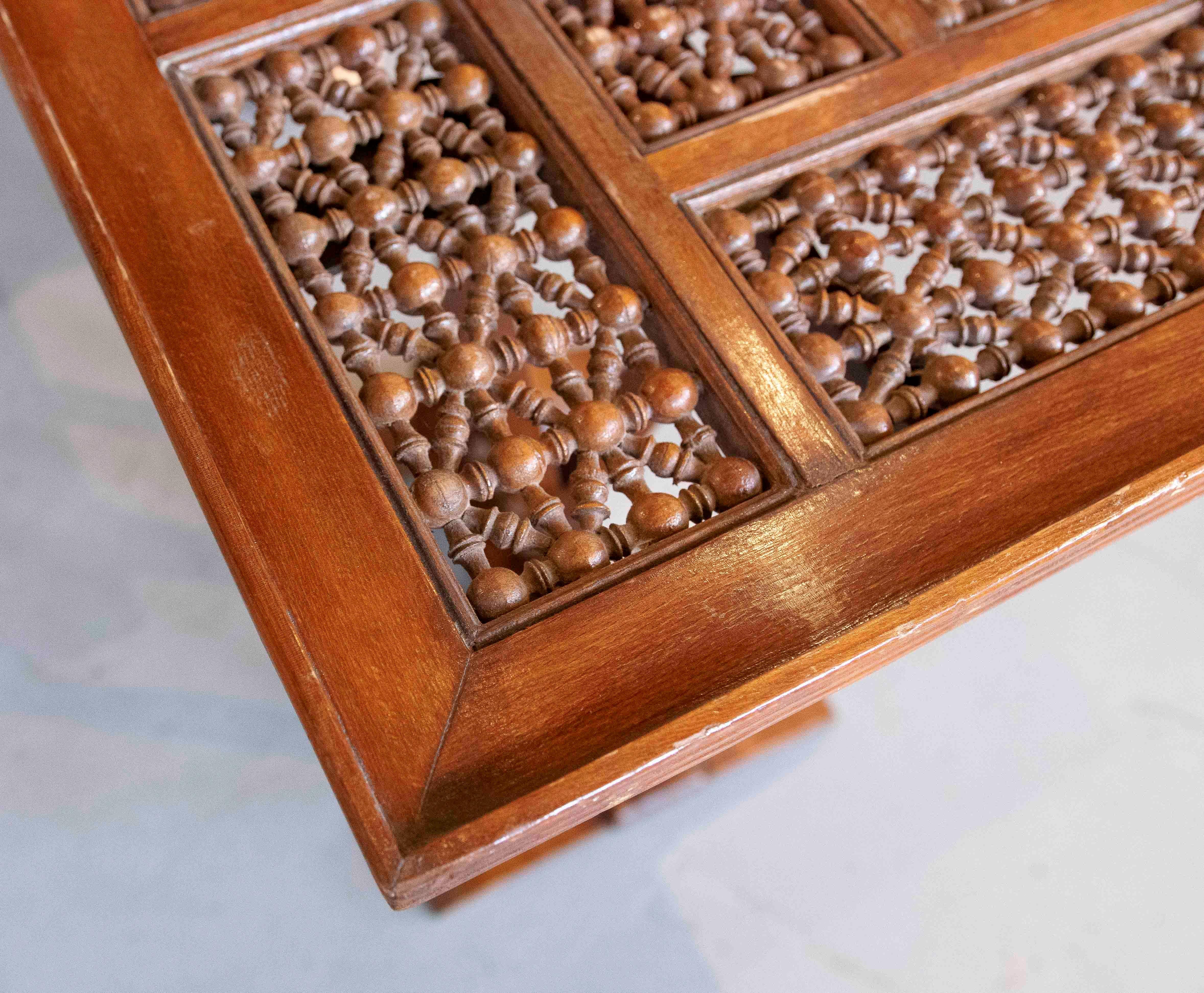 1950s Folding Wooden Side Table with Elaborate Ornamental Carving For Sale 2