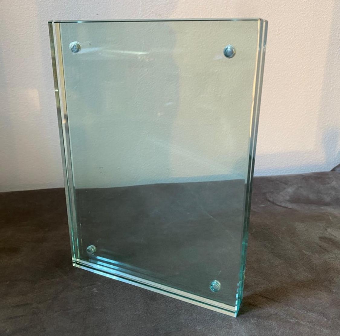 20th Century 1950s Fontana Arte Attributed Mid-Century Modern Glass Italian Picture Frame For Sale