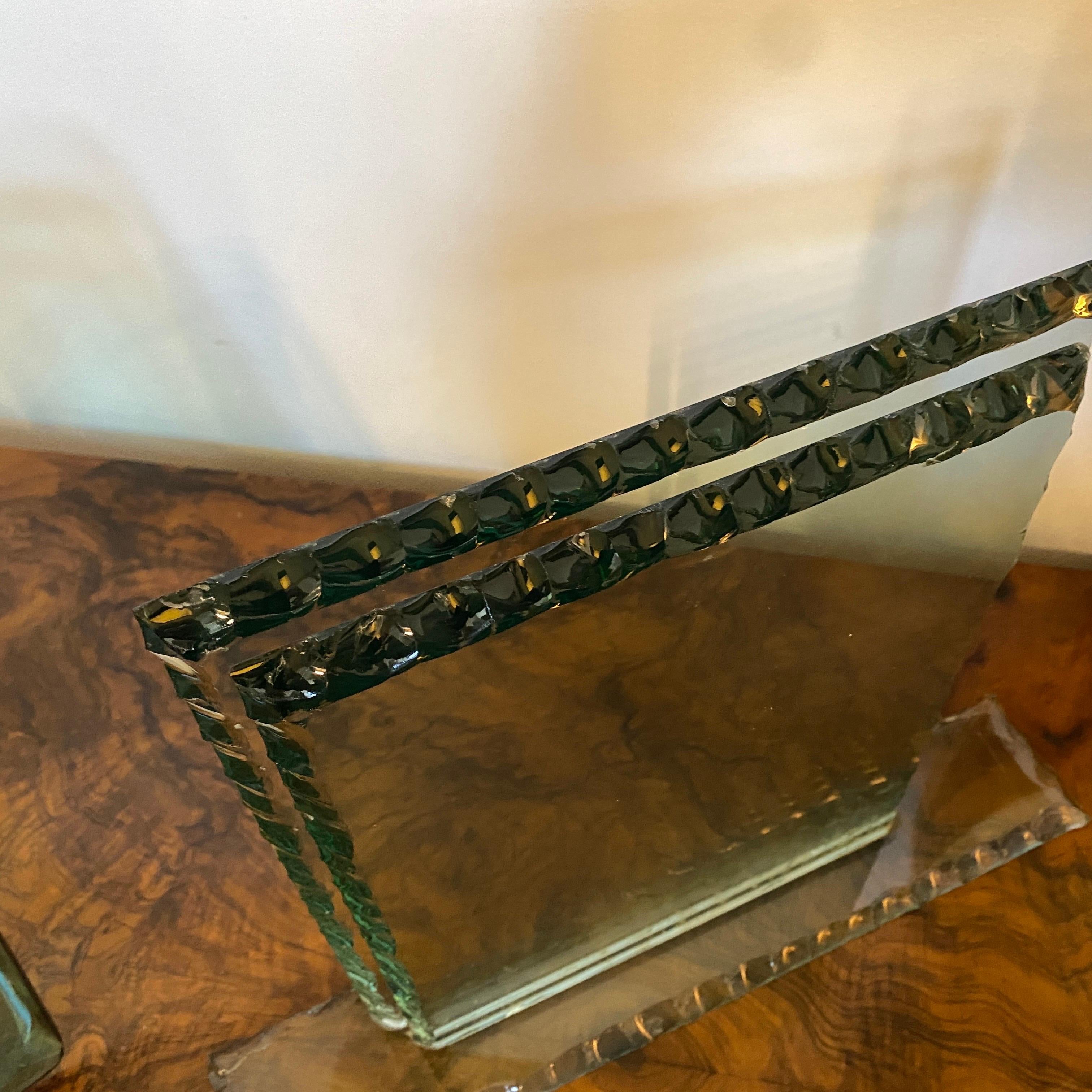 20th Century 1950s Fontana Arte Mid-Century Modern Chiselled Verde Nilo Glass Picture Frame