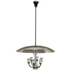 Lampadario in vetro tagliato Fontana Arte 1950 Stile Max Ingrand Italia