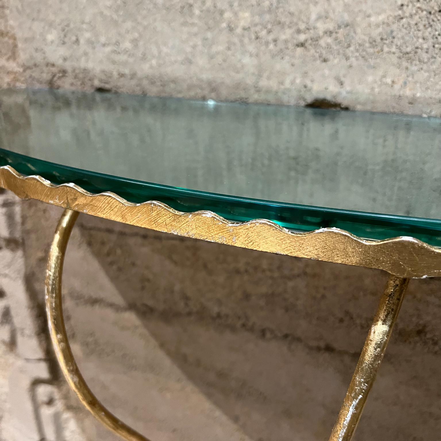 1950s Fontana Arte Italian Goldleaf Wall Console Demilune Glass Italy 2