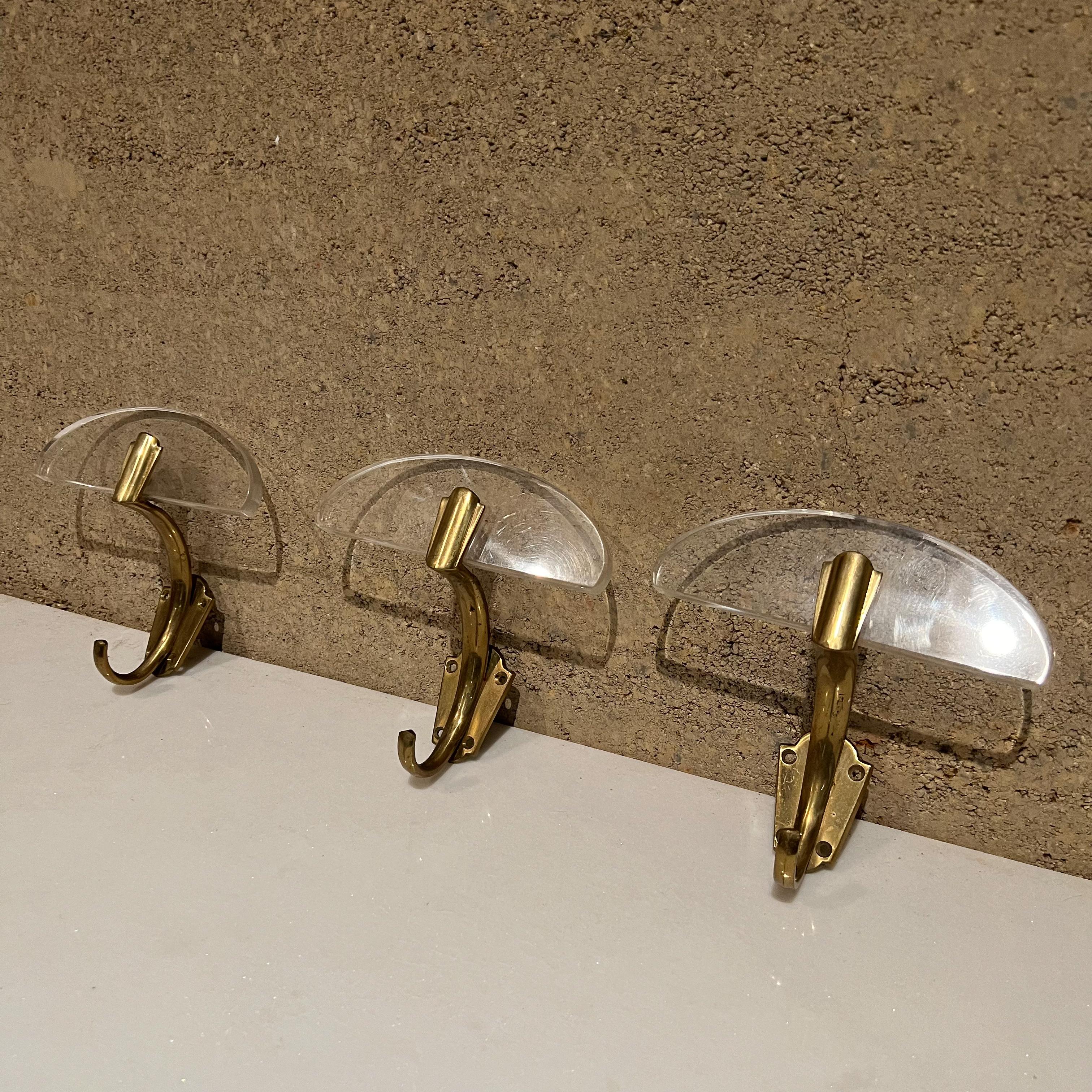 1950s Fontana Arte Italy Set of Three Tall Valet Hooks in Lucite and Bronze 6