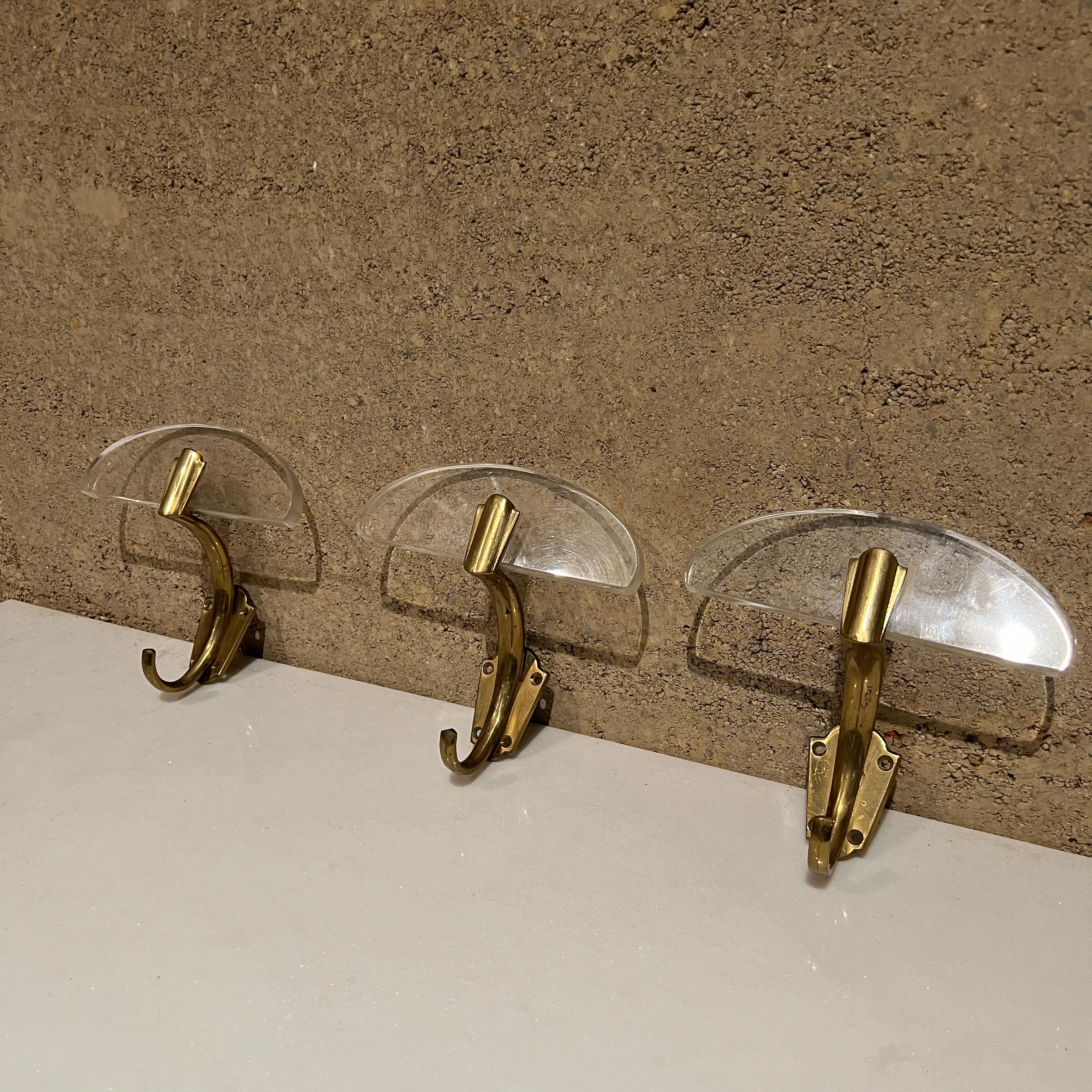 1950s Fontana Arte Italy Set of Three Tall Valet Hooks in Lucite and Bronze 7