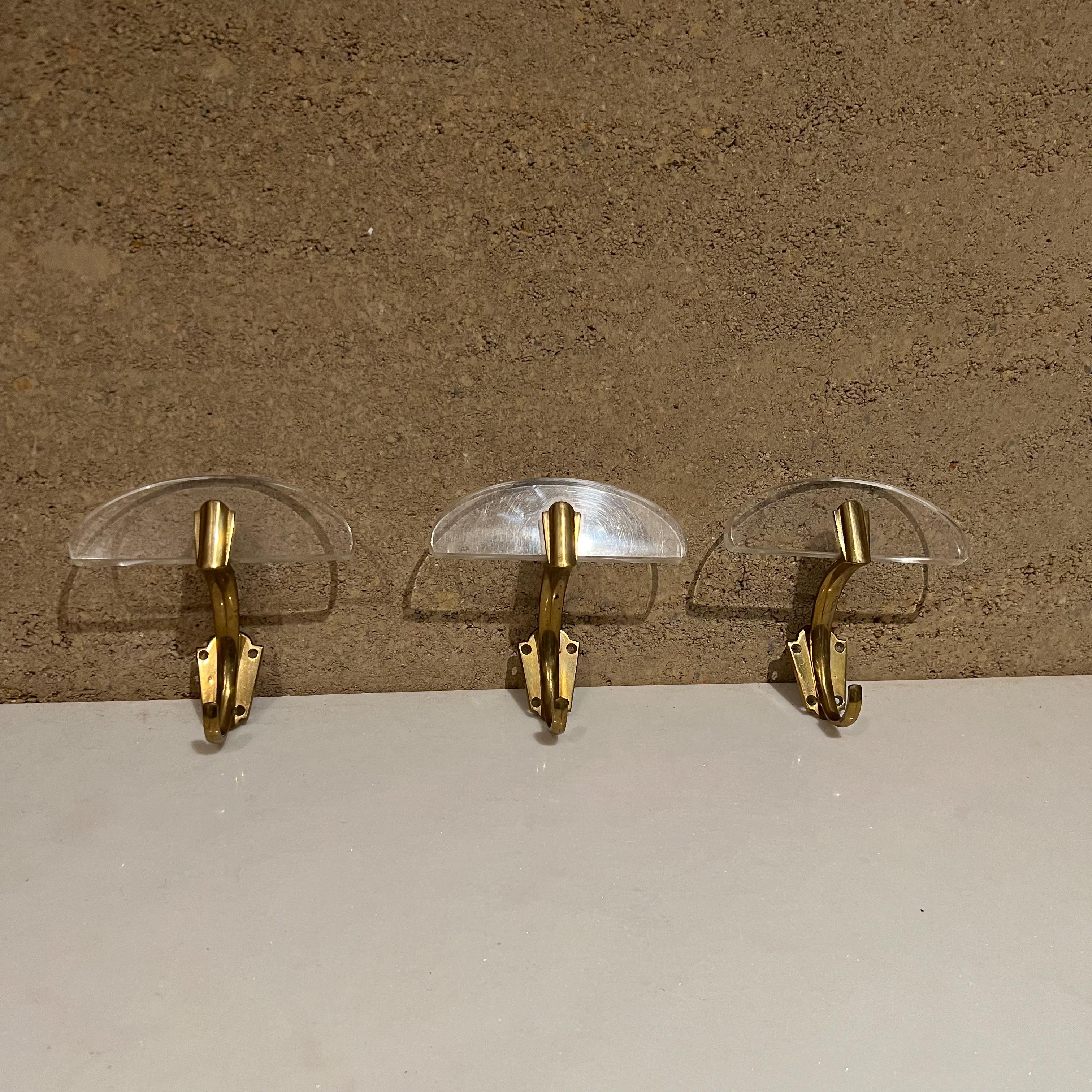 1950s Fontana Arte Italy Set of Three Tall Valet Hooks in Lucite and Bronze 8