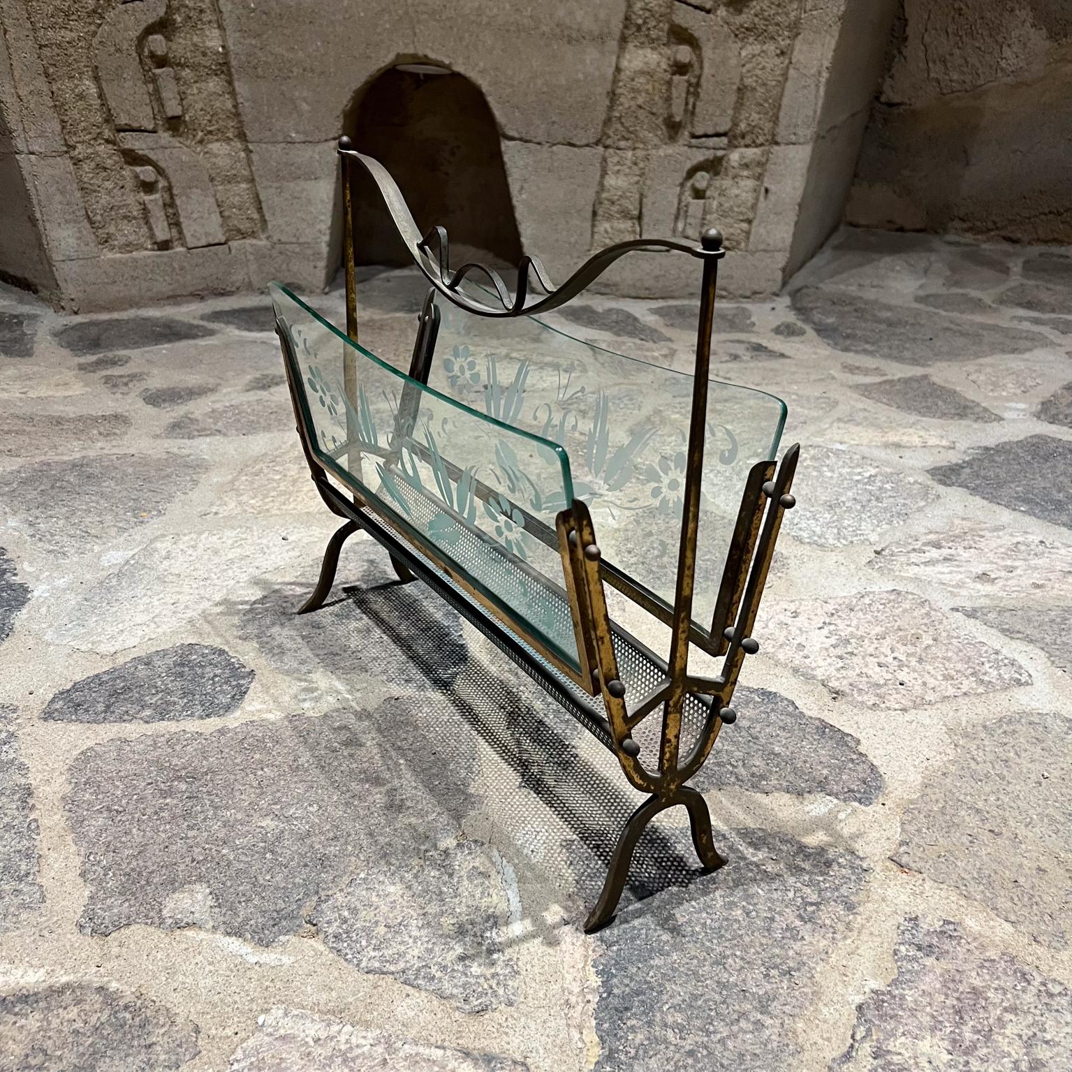 Métal 1950 Fontana Arte Porte-revues Verre d'art vénitien à fleurs Italie en vente