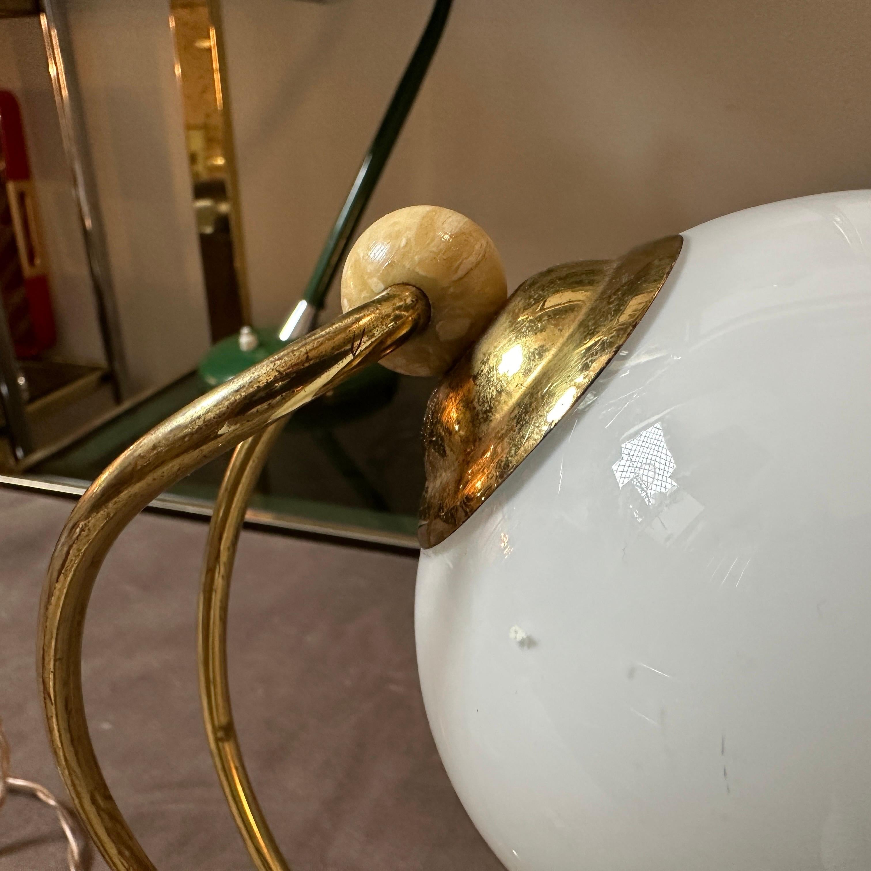 1950s Fontana Arte Style Mid-Century Modern Brass and Glass Italian Table Lamp  For Sale 1