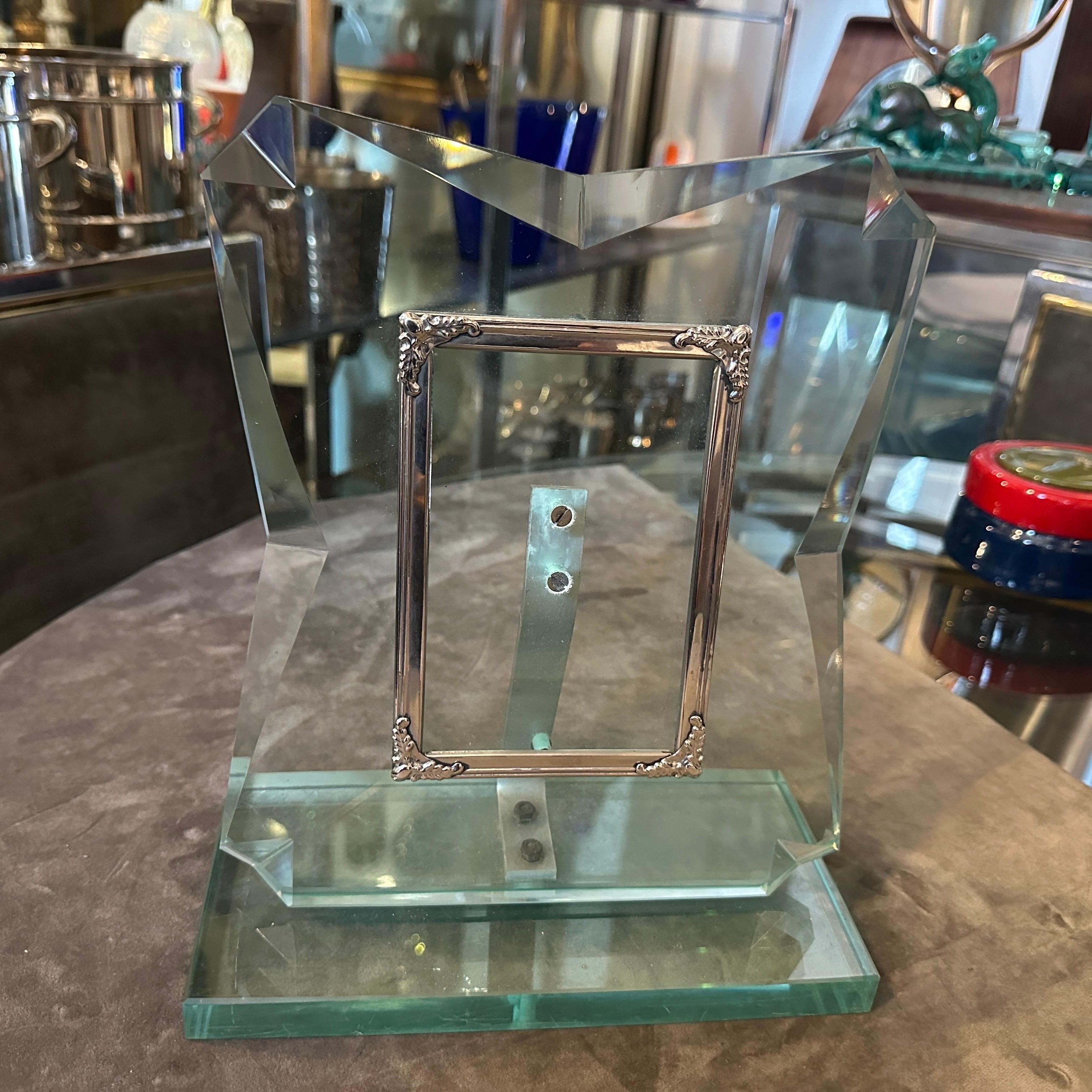 1950er Jahre Fontana Arte Stil Mid-Century Modern Verde NIlo Glas Bilderrahmen (Moderne der Mitte des Jahrhunderts) im Angebot