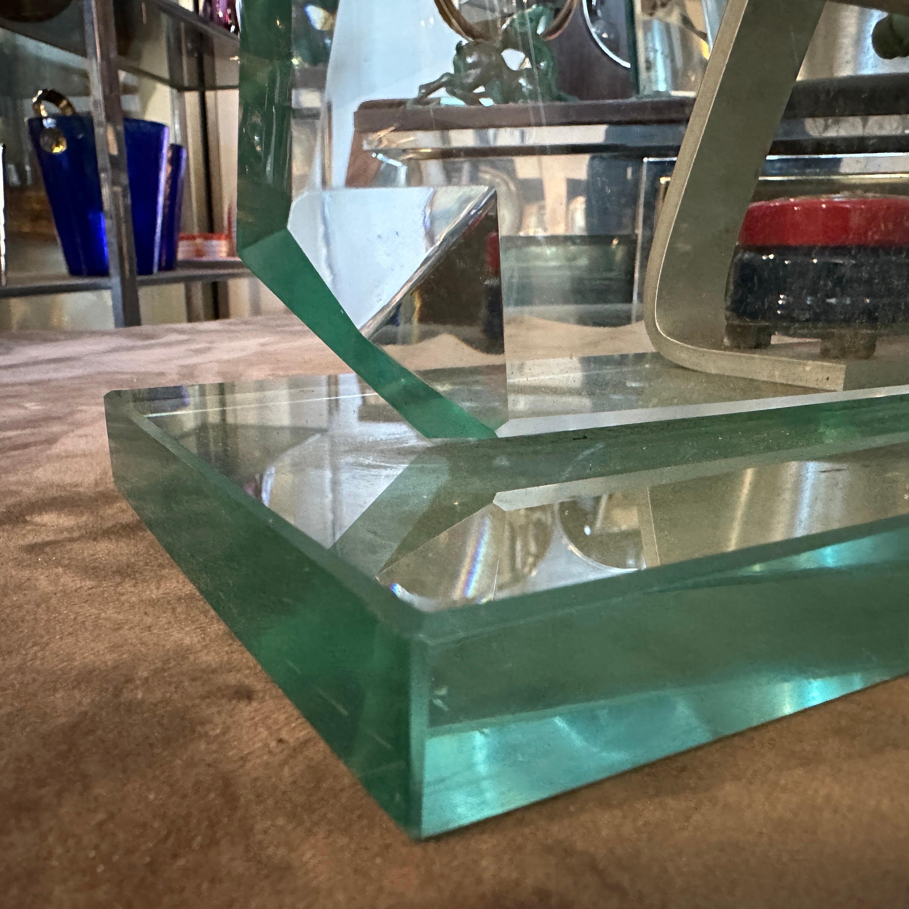1950er Jahre Fontana Arte Stil Mid-Century Modern Verde NIlo Glas Bilderrahmen (Versilberung) im Angebot