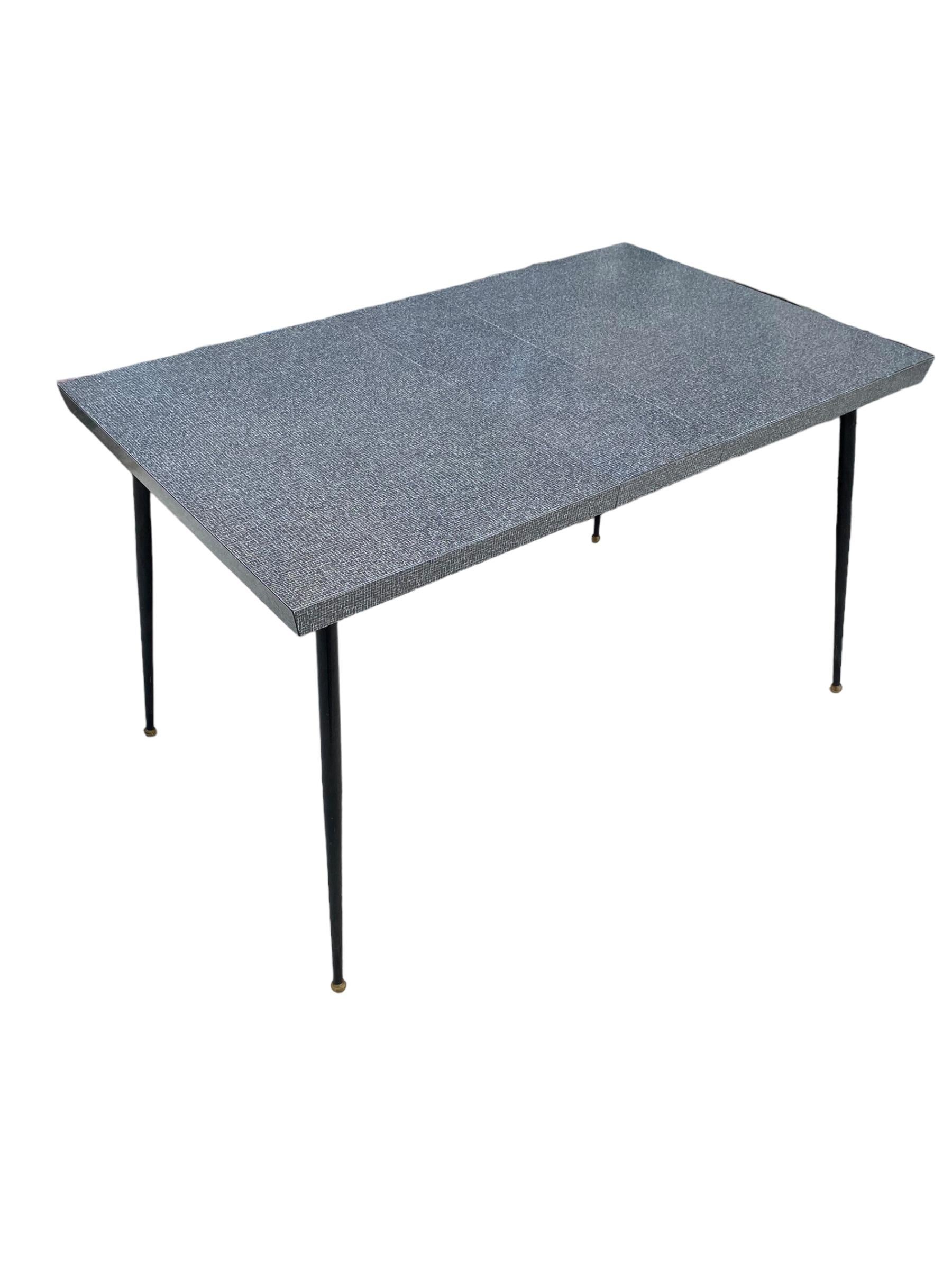 Laminate 1950s Formica grid dining table with leaf