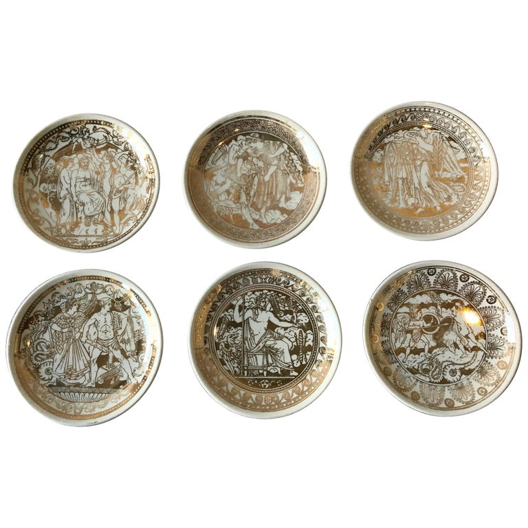 1950s Fornasetti Mitologia, Set of 6 Coasters For Sale at 1stdibs