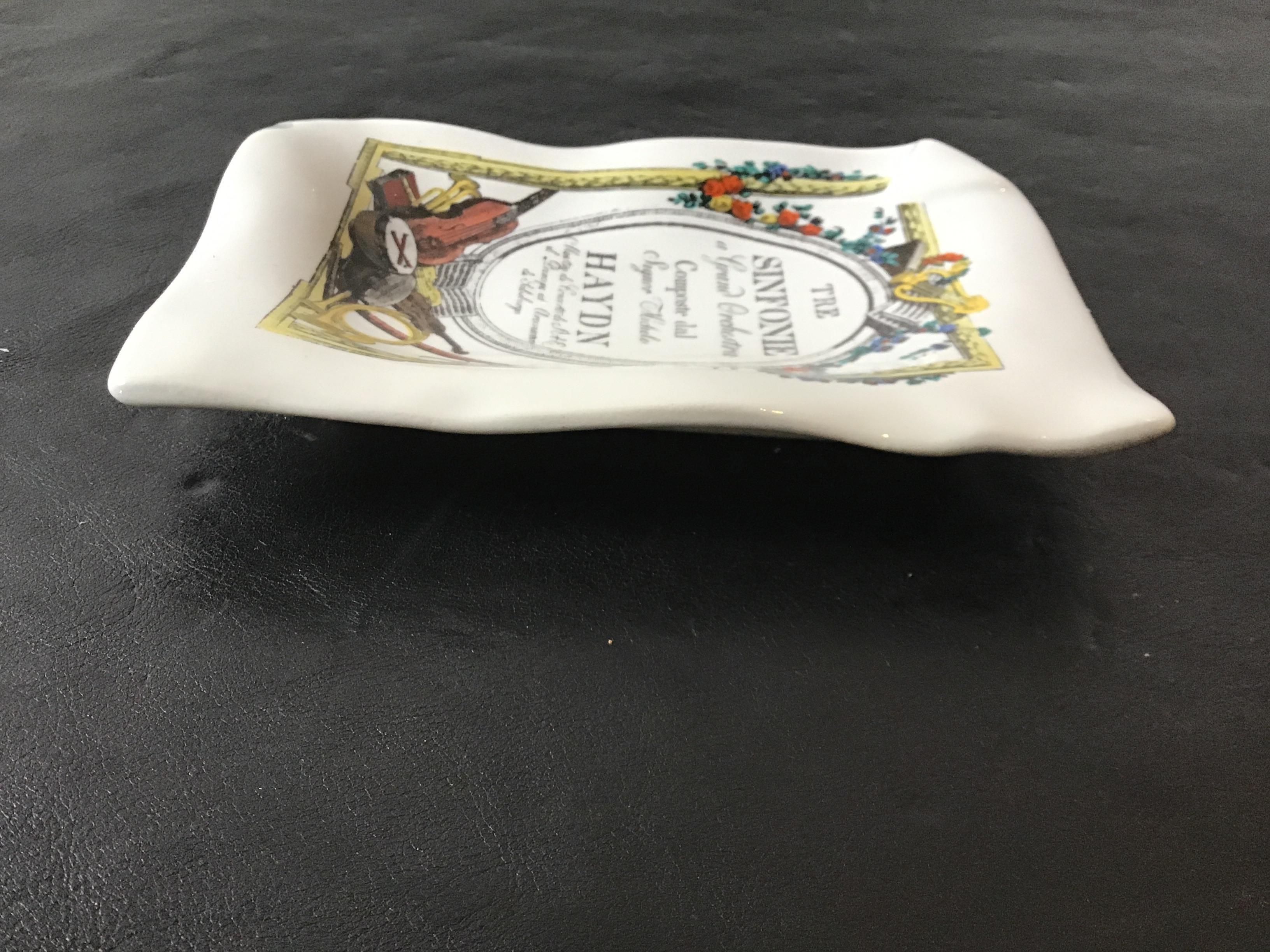 1950s Fornasetti Sinfonie Ceramic Tray In Good Condition In Tarrytown, NY