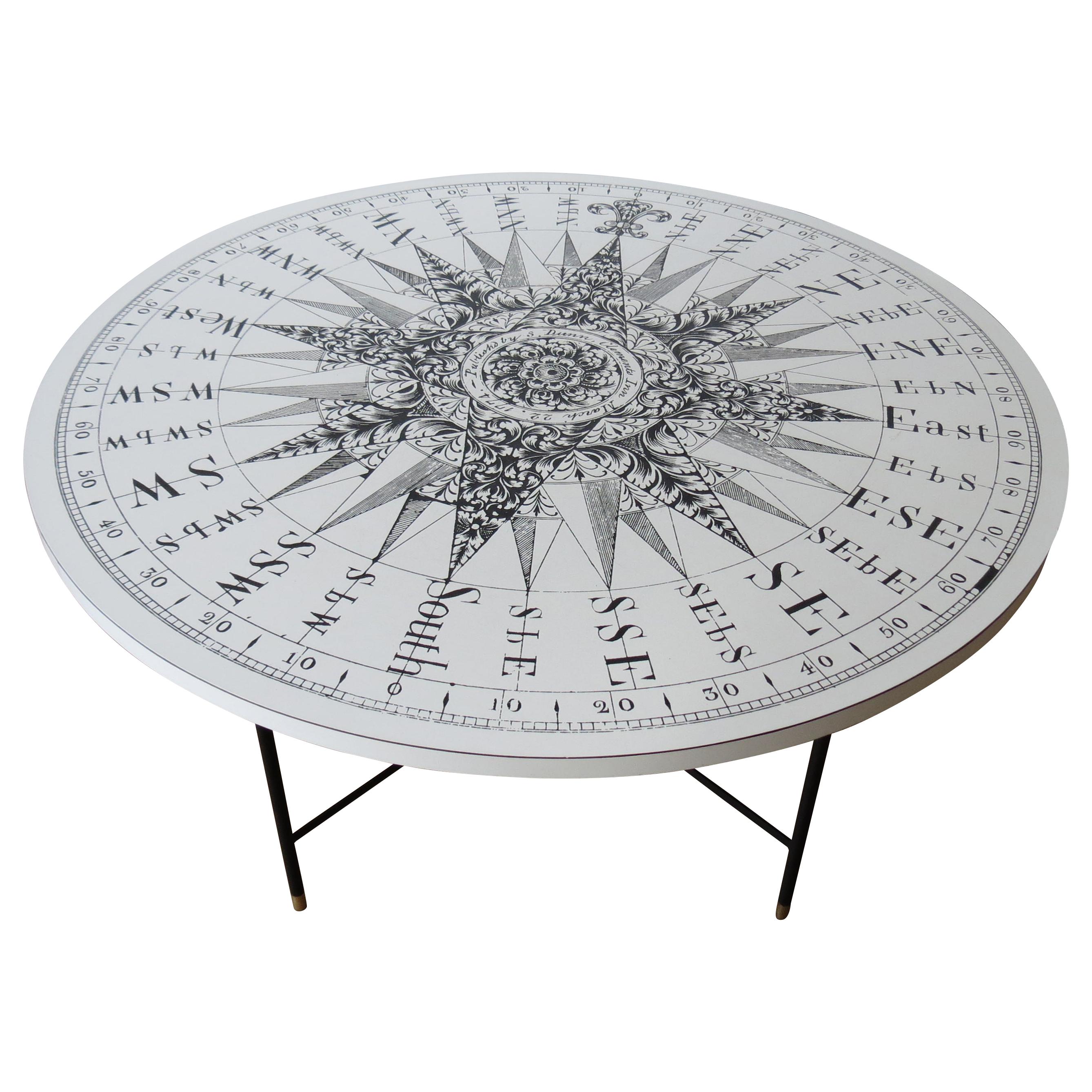 1950s Coffee Table Formica Sundial Compass Table Top