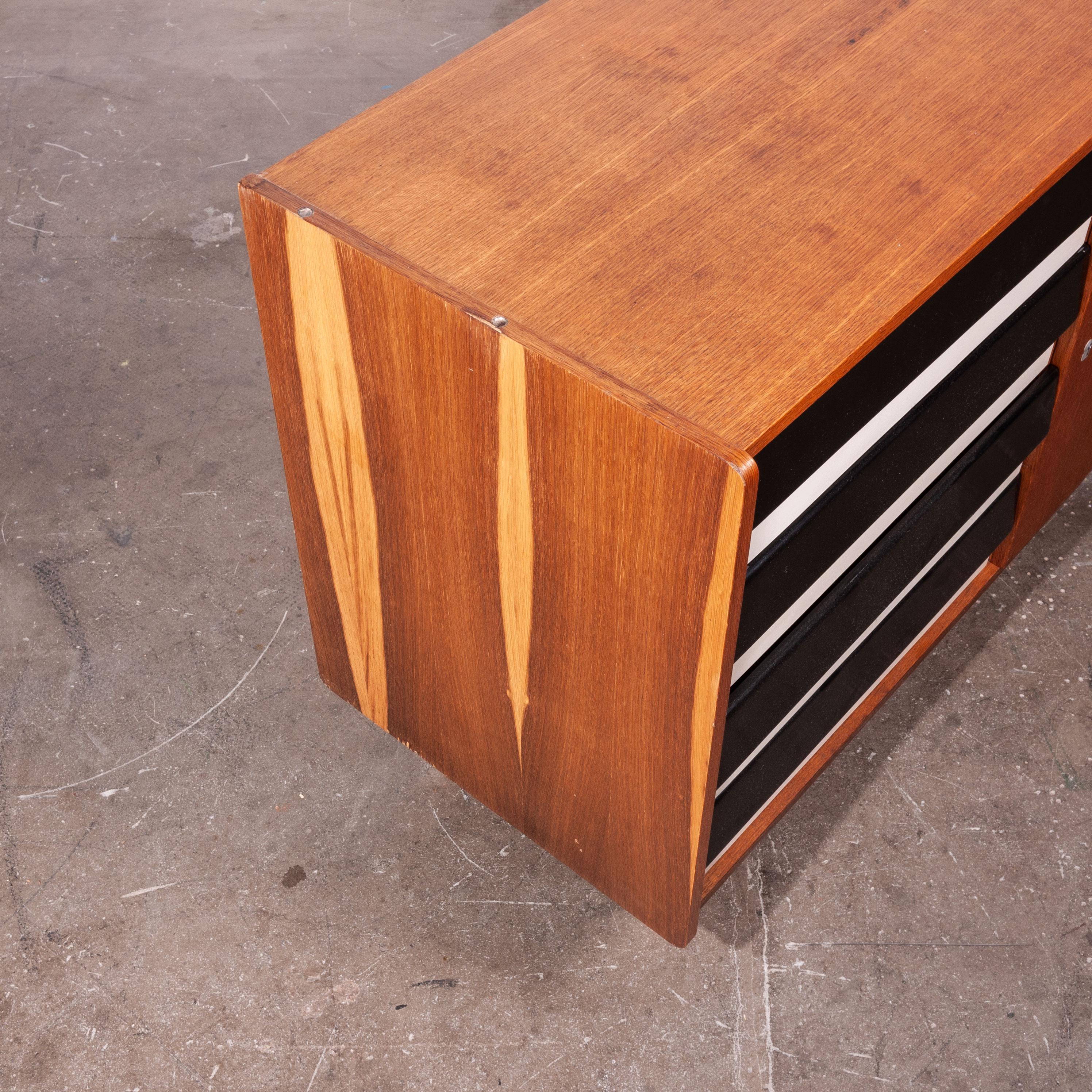 Mid-Century Modern 1950s Four Drawer Oak Chest Of Drawers / Cabinet  By Jiri Jiroutek For Interieu