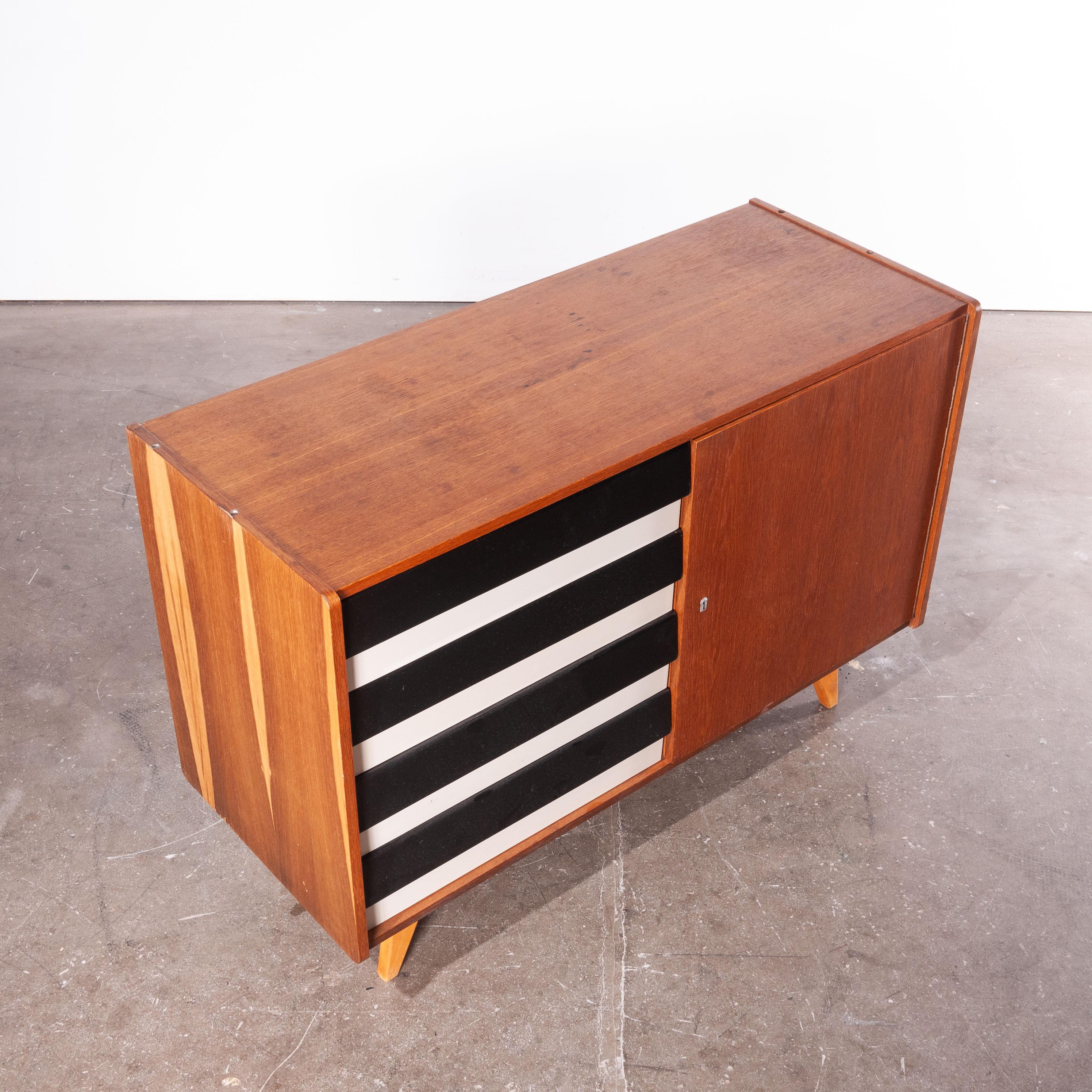 Mid-20th Century 1950s Four Drawer Oak Chest Of Drawers / Cabinet  By Jiri Jiroutek For Interieu