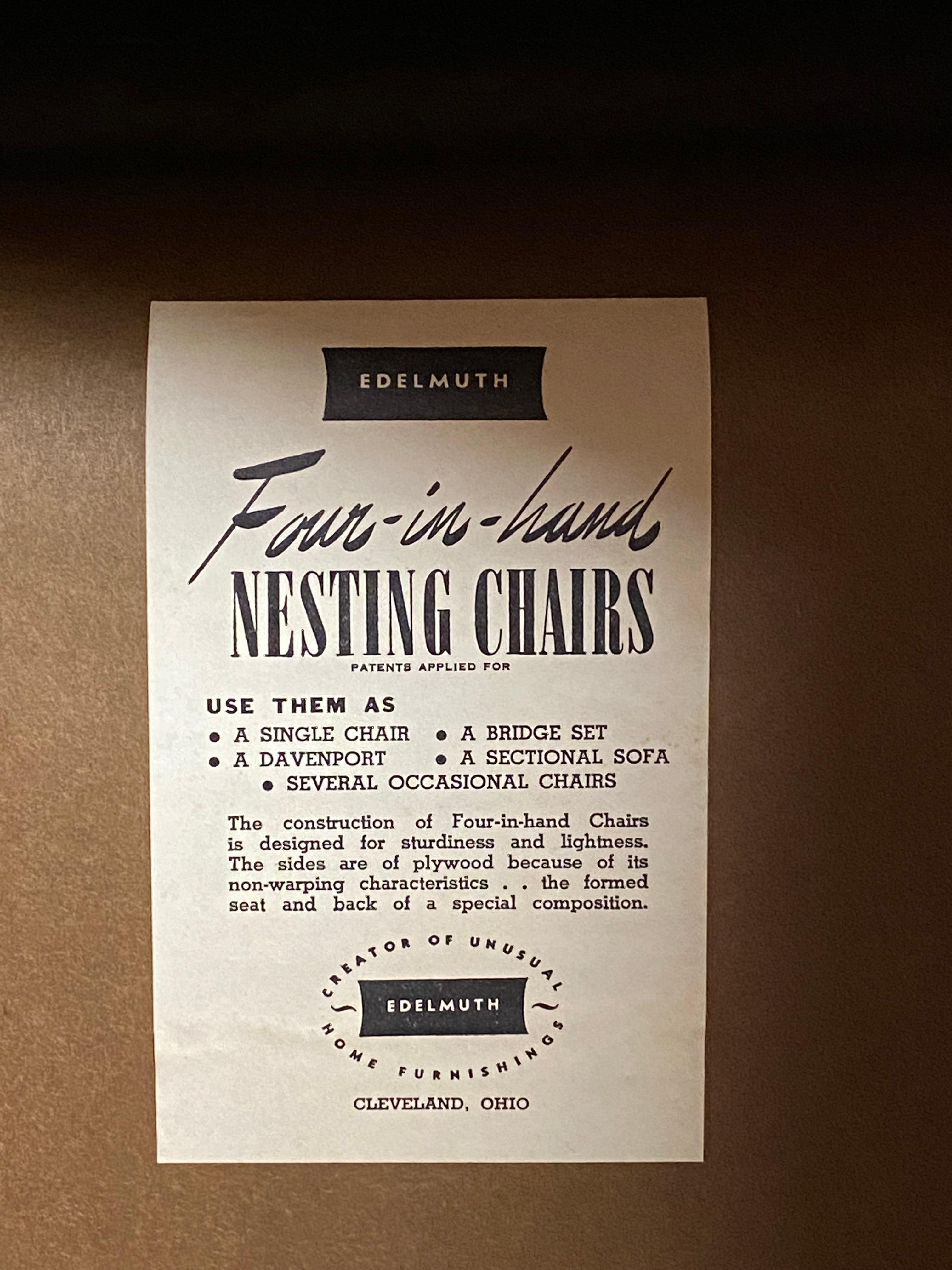 Vier in Hand Space Saving Nesting Stühle aus den 1950er Jahren im Angebot 8