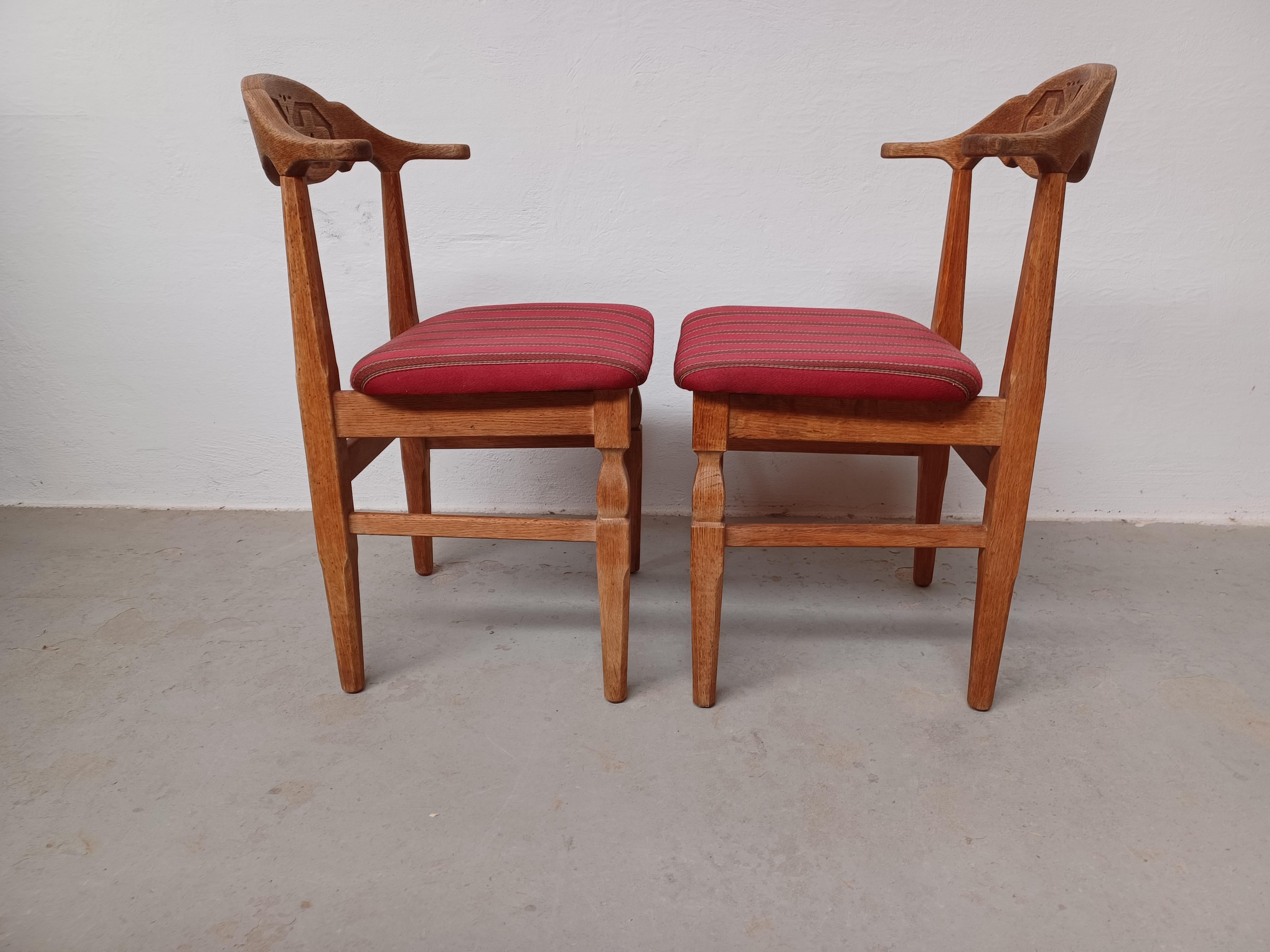 Late 20th Century 1950s Four Original Danish Henning Kjærnulf Brutalist Dining Chairs in Oak For Sale