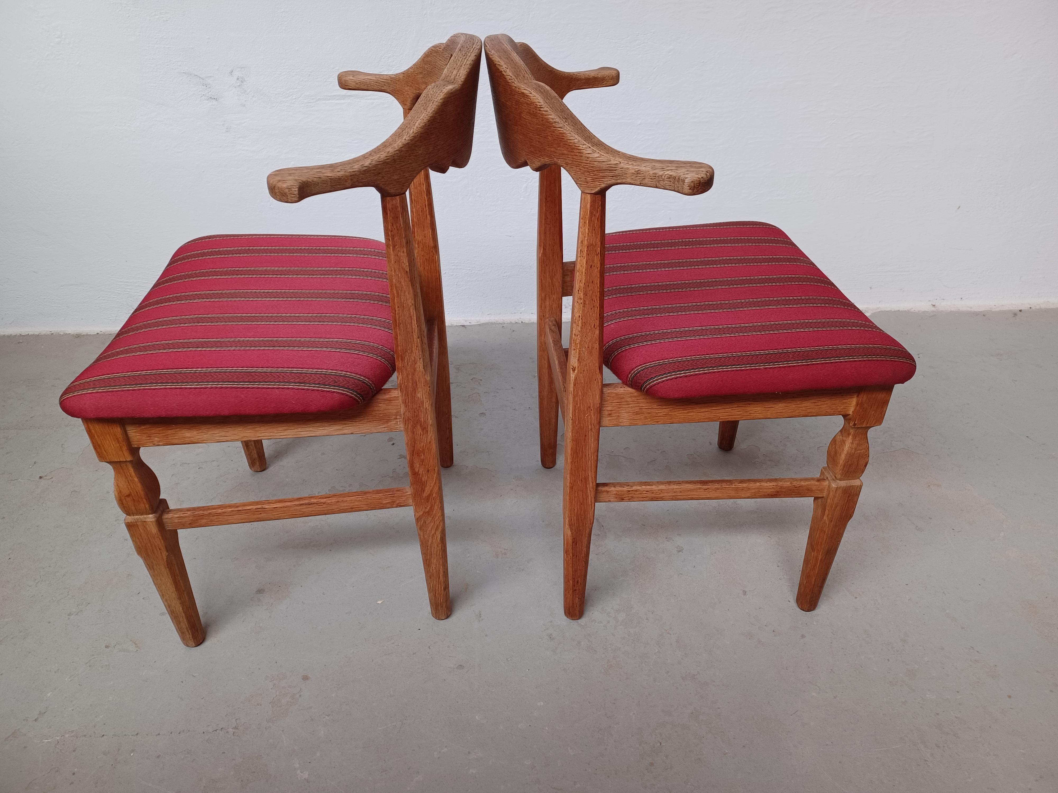 1950s Four Original Danish Henning Kjærnulf Brutalist Dining Chairs in Oak For Sale 1