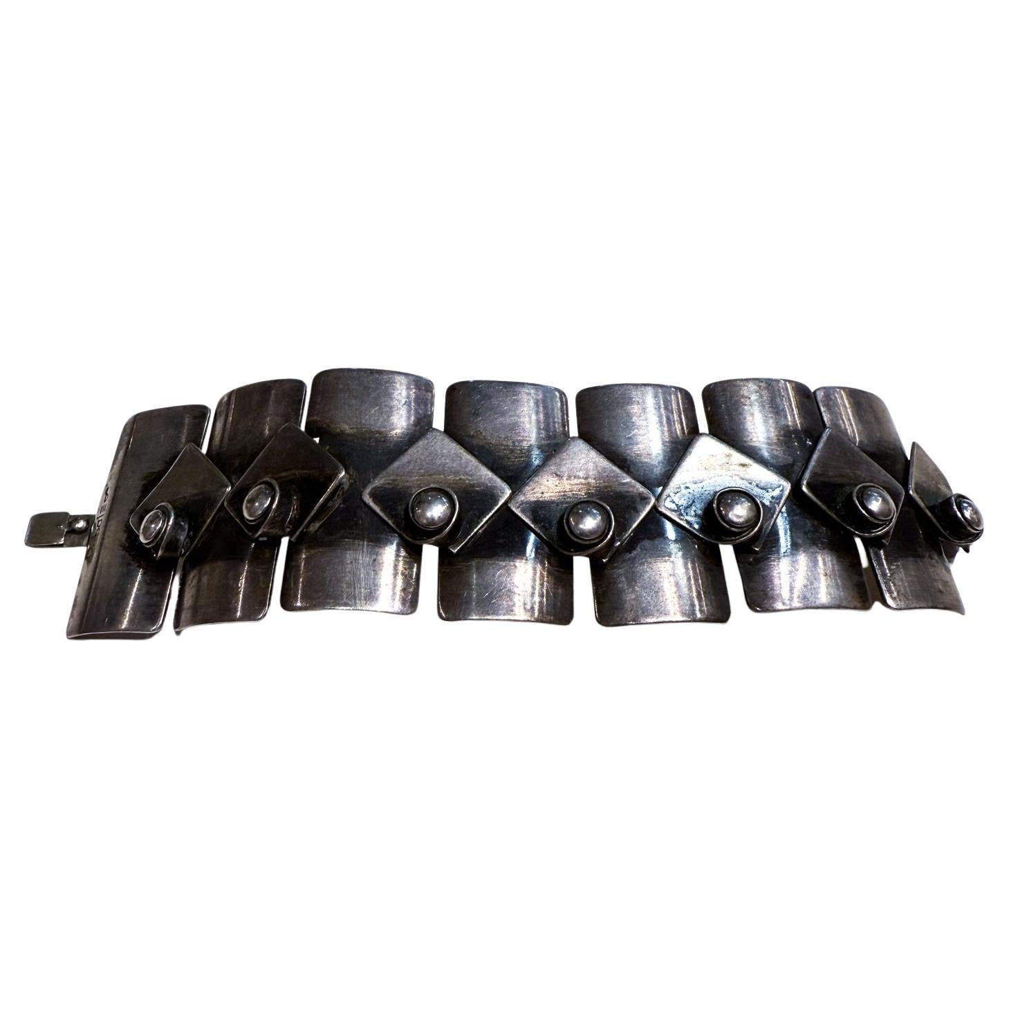 1950s Francisco Frank Rebajes Modern Silver Bracelet New York City