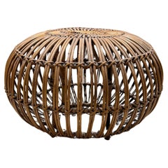 Mid-Century Modern Franco Albini Franca Helg Italian Rattan Stool Pouf Ottoman