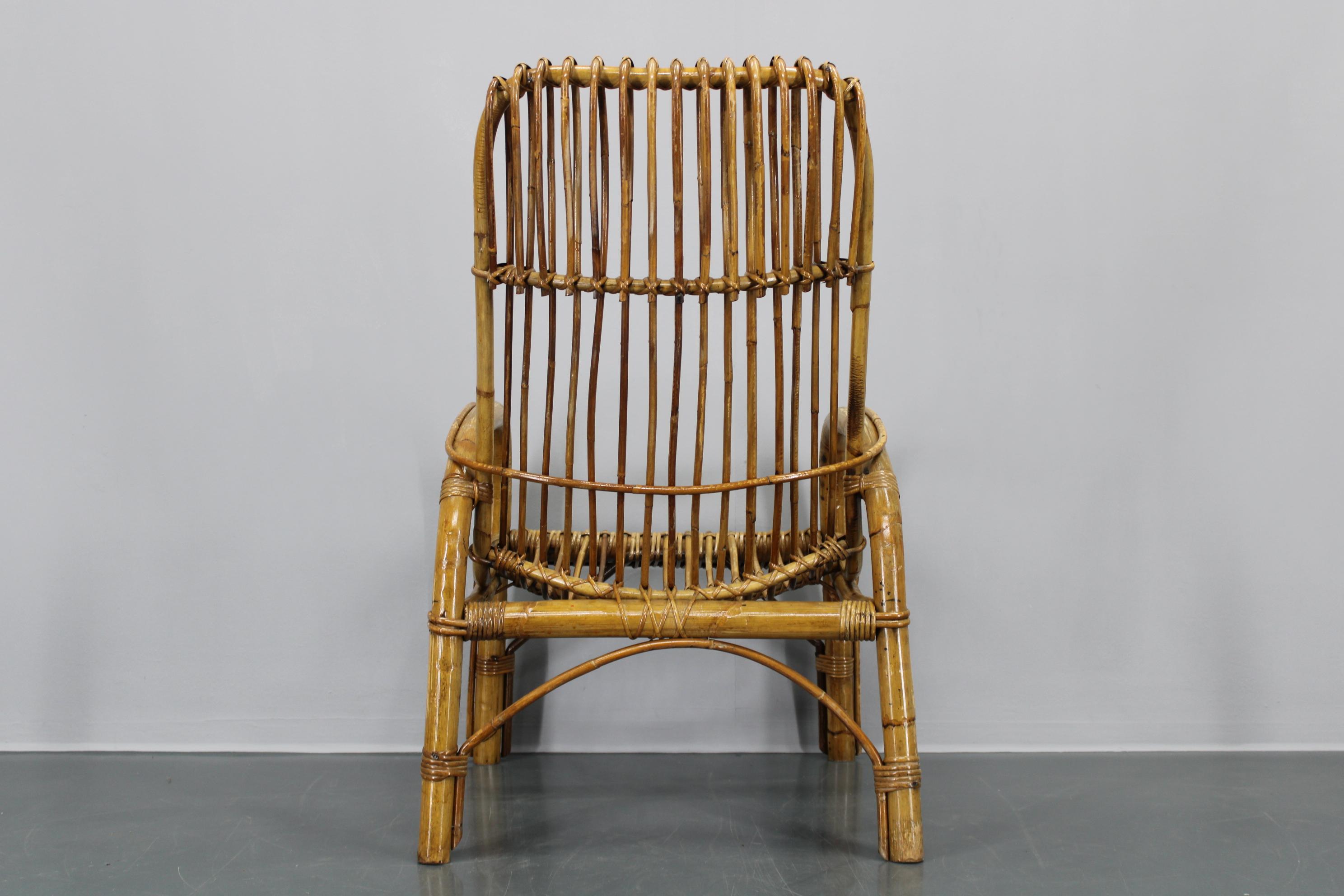 1950s Franco Albini “French Riviera” Rattan Armchair, Italy For Sale 4