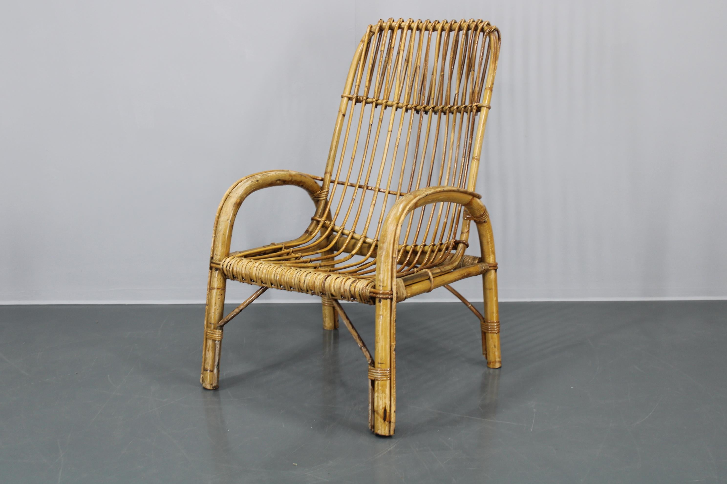 1950s Franco Albini “French Riviera” Rattan Armchair, Italy For Sale 6