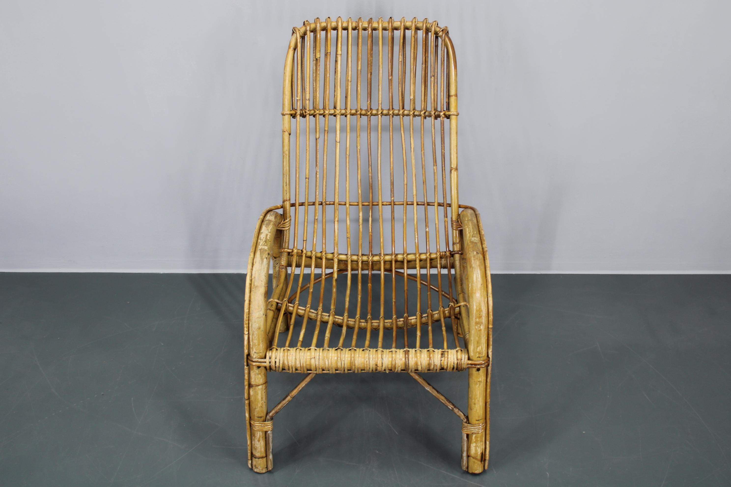 1950s Franco Albini “French Riviera” Rattan Armchair, Italy For Sale 7